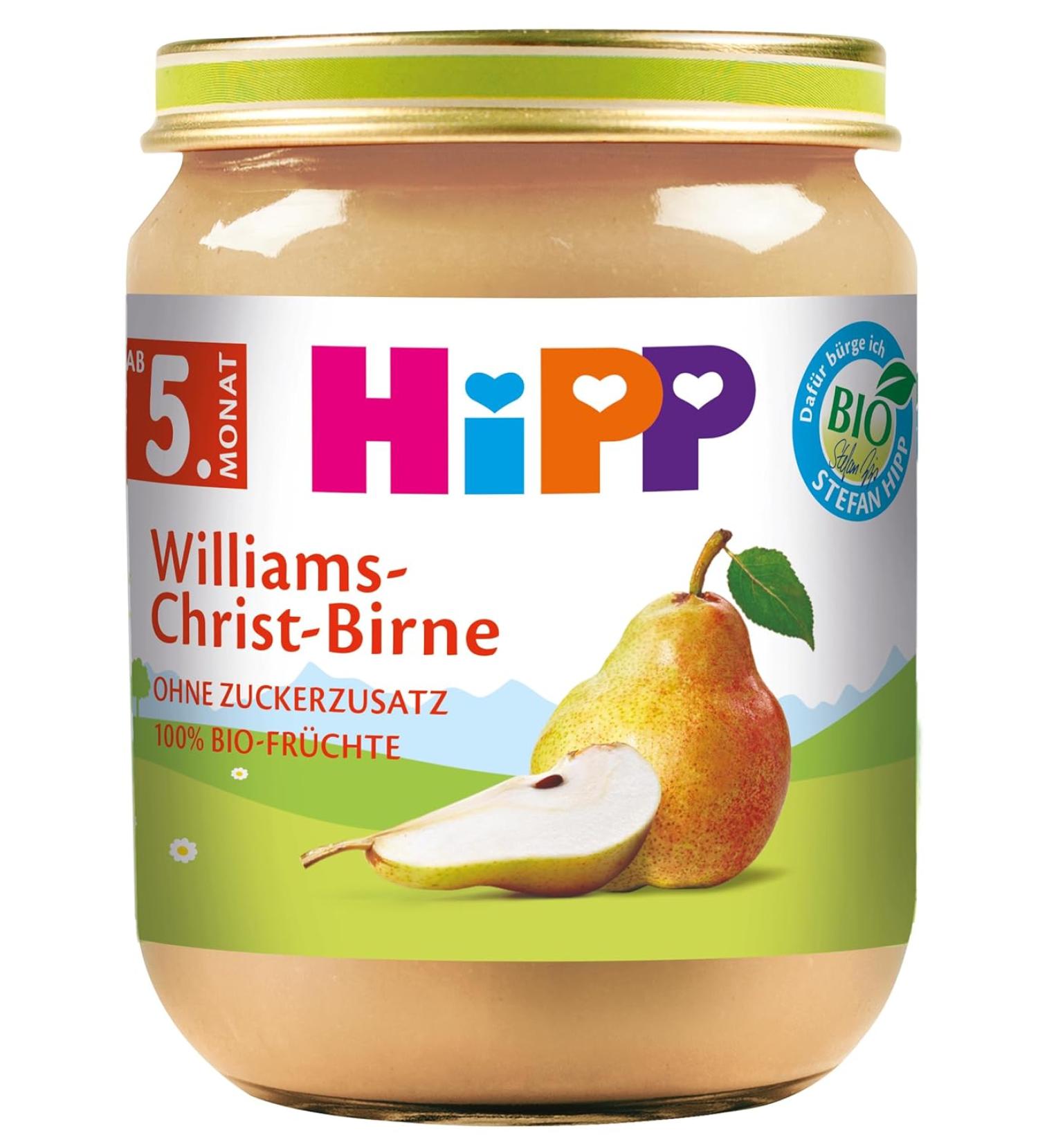 HiPP Williams-Christ Pear Baby Food - Pack of 6 (6 x 125g) - Organic Fruit Puree for Infants - Buy Online on GoSupps.com