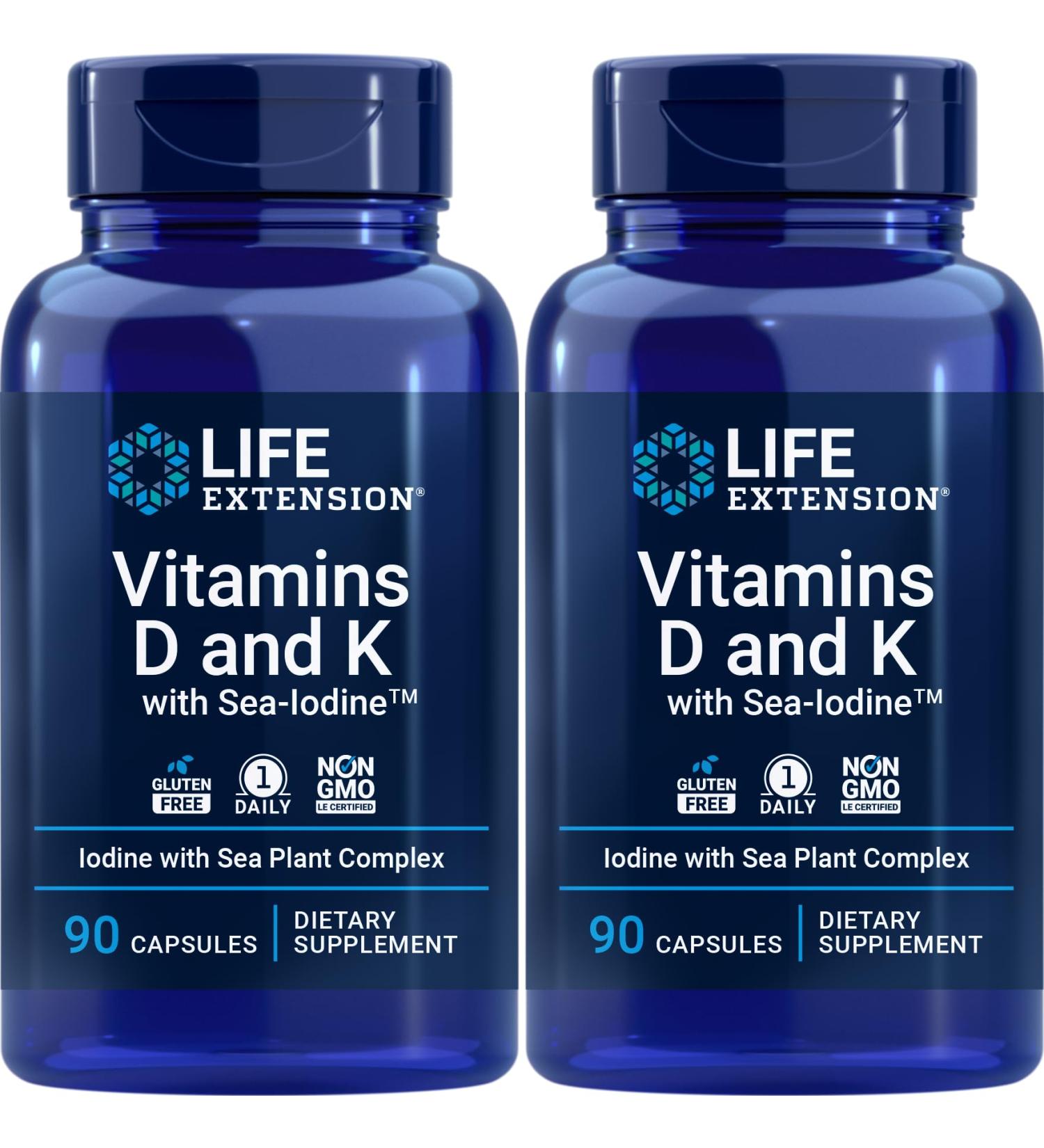 Life Extension Vitamins D and K with Sea-Iodine 90 Caps (Pack of 2) - Buy Online on GoSupps.com