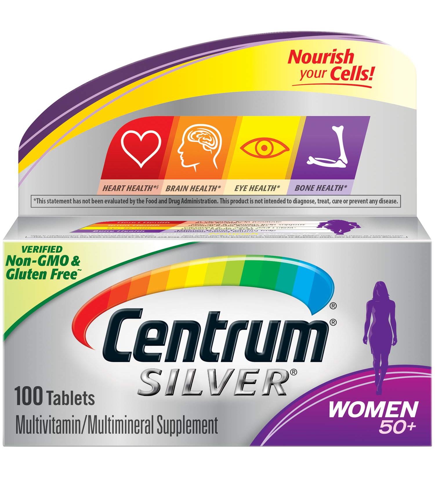 Centrum Silver Women Multivitamin 100 ct - Pack of 1, Daily Multimineral Supplement - Buy Online on GoSupps.com