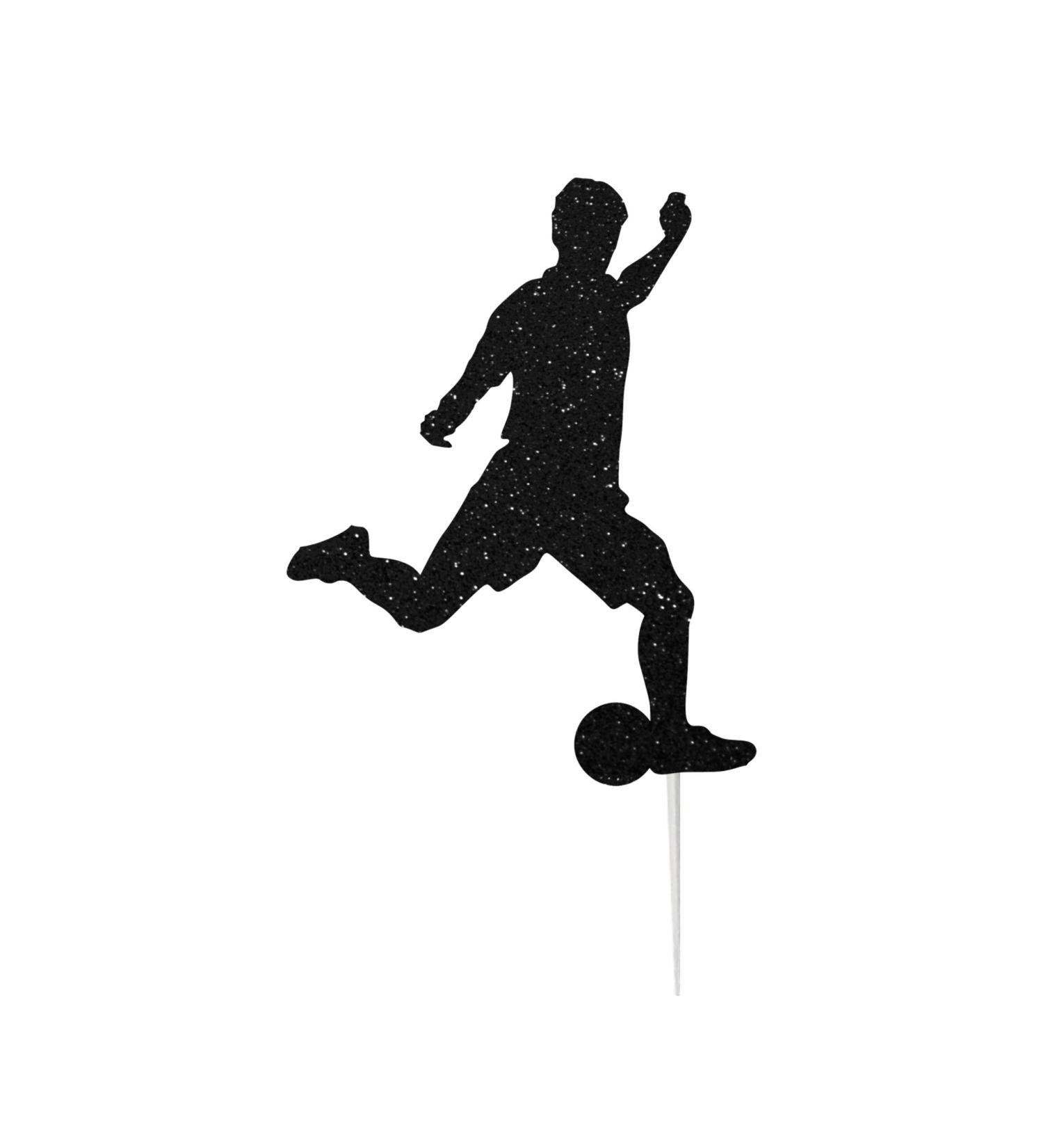 LissieLou Footballer Kicking Cake Topper Glitter Card Black Made in the UK