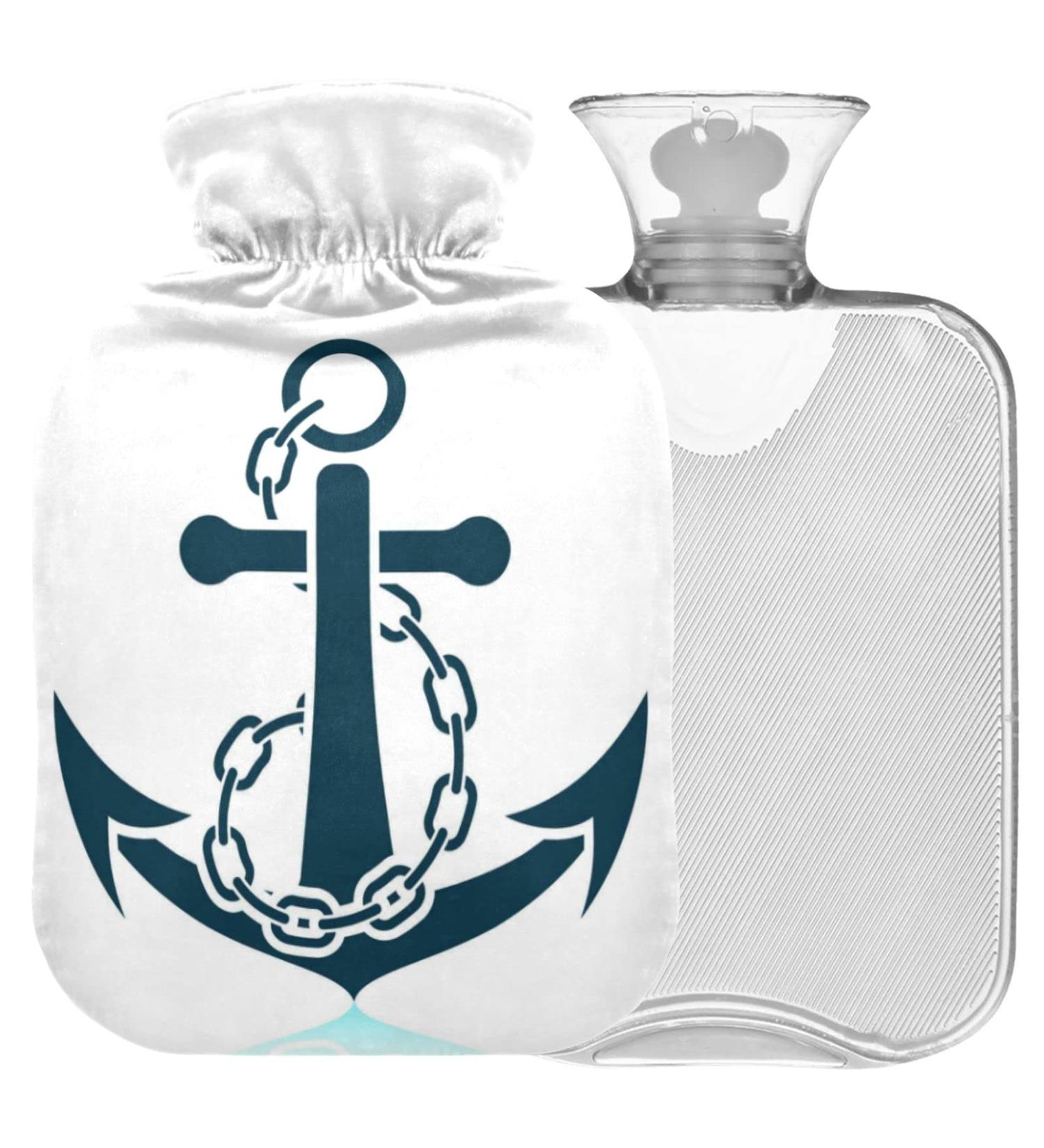 Naanle 2L Transparent Hot Water Bottle with Chain - Large Sea Anchor Design for Pain Relief & Heat Therapy | Ideal for Bed & Foot Comfort - Buy Online on GoSupps.com