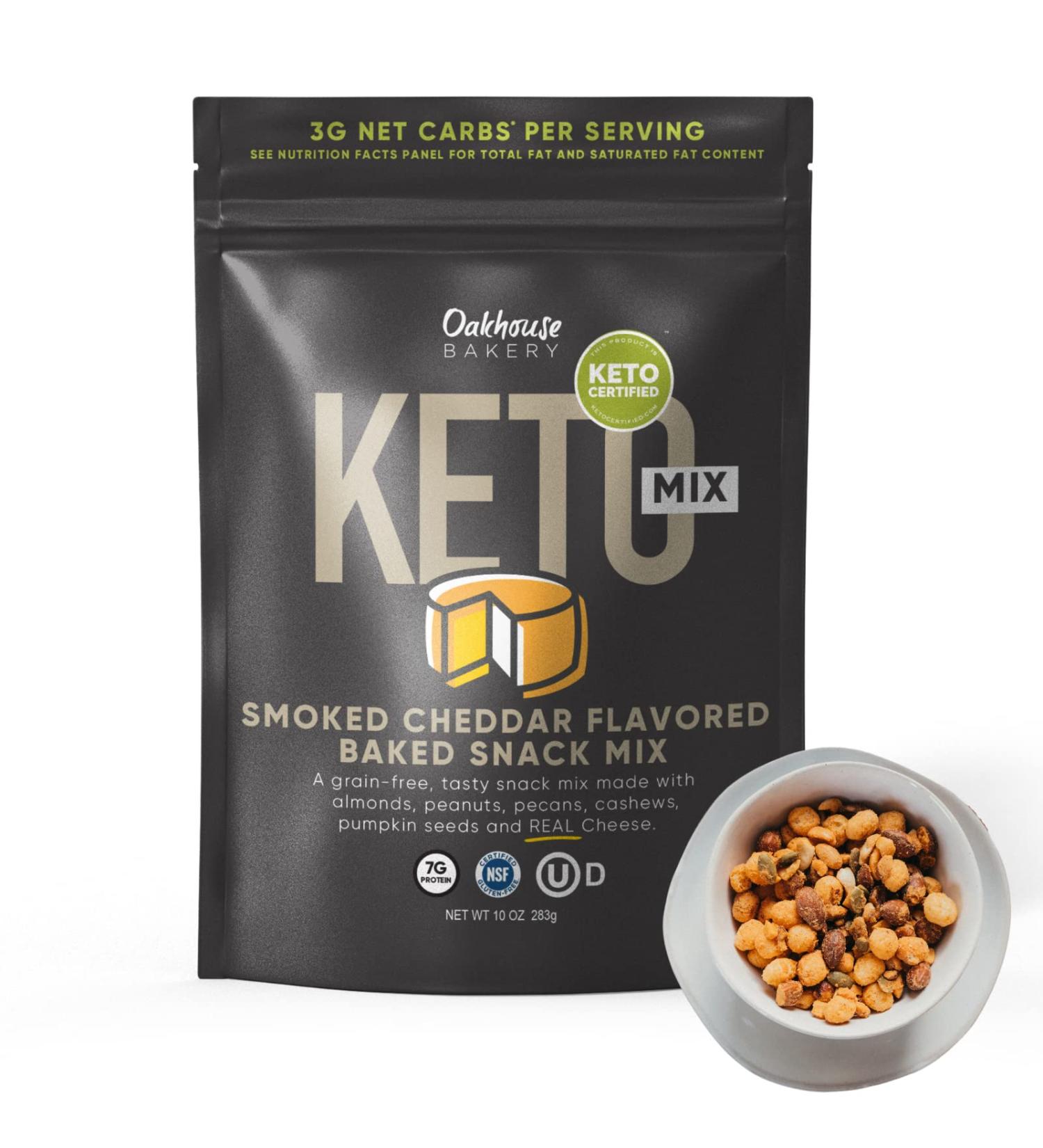 Oakhouse Bakery Keto Smoked Cheddar Snack Mix 10oz - Real Cheese, Low Carb, Grain-Free & Preservative-Free - Buy Online on GoSupps.com