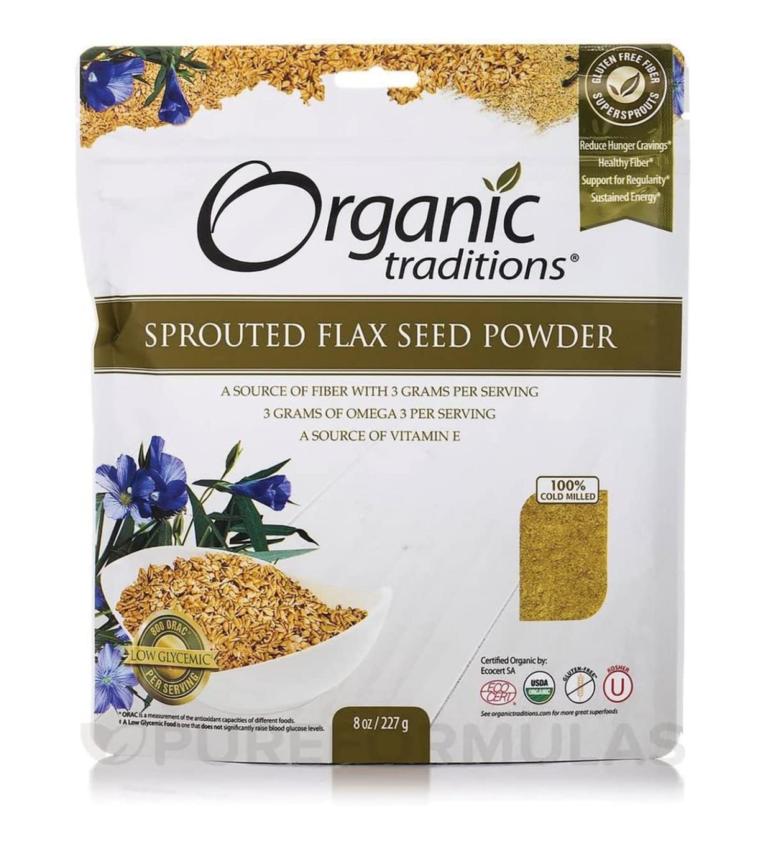 Organic Sprouted Flax Seed Powder - 8 oz Pkg | Natural Traditions - Buy Online on GoSupps.com