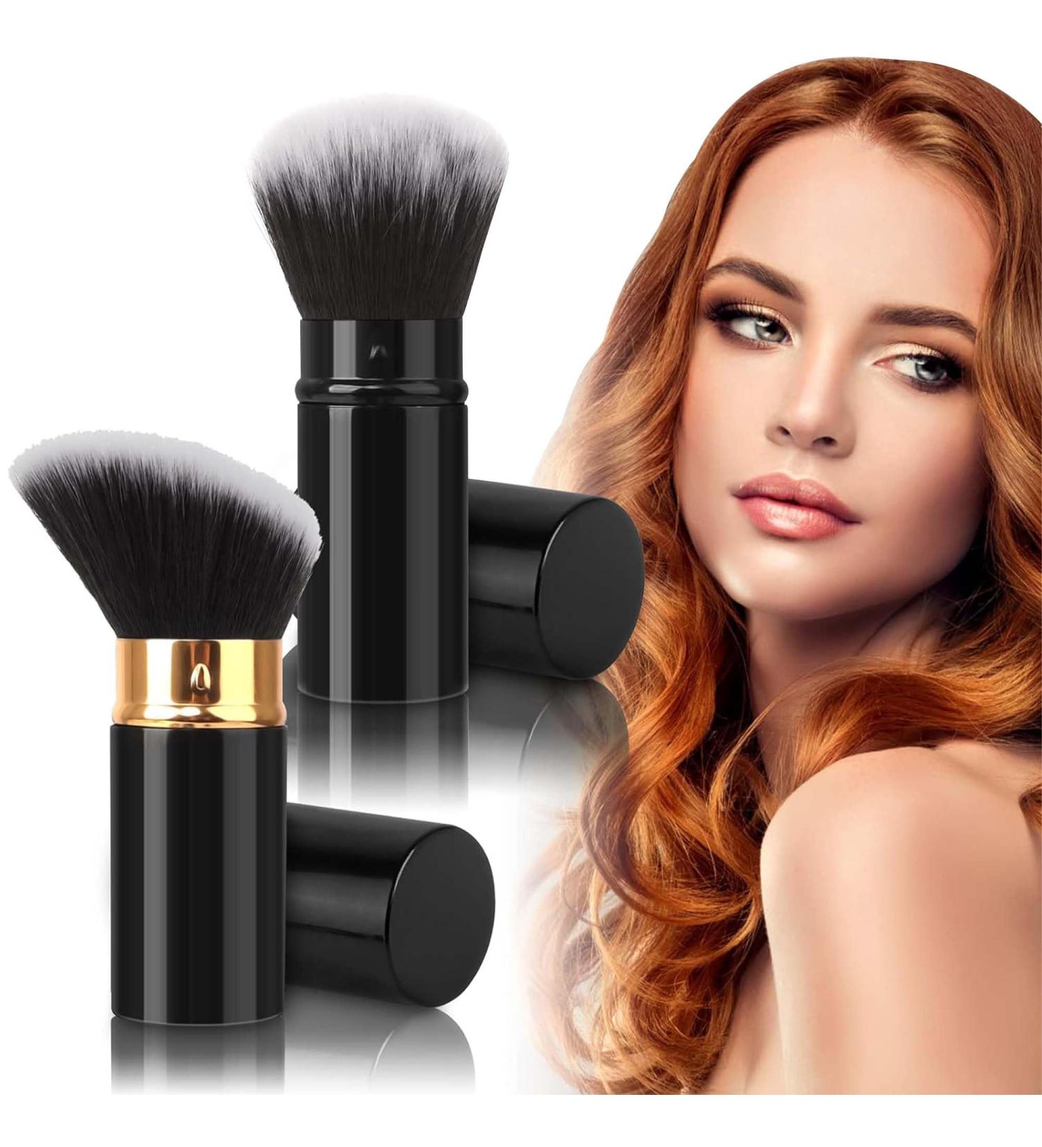 Hanaoops Face Brushes 2 Pieces Retractable Kabuki Makeup Brush Apply All Face Makeup Foundation for Liquid Travel Face Blush Brush Portable Powder Brush with Cover Black - Buy Online on GoSupps.com
