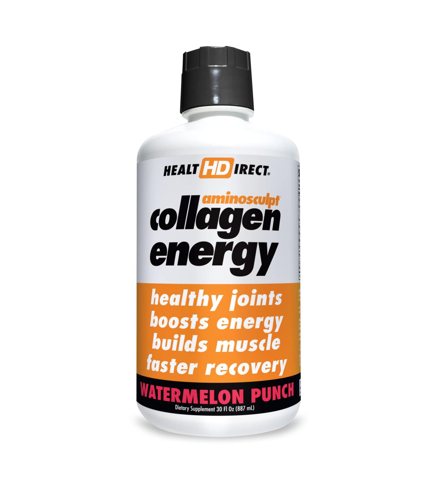 Health Direct AminoSculpt Collagen Energy - Watermelon Punch, 30 fl oz - Boost Skin & Energy - Buy Online on GoSupps.com