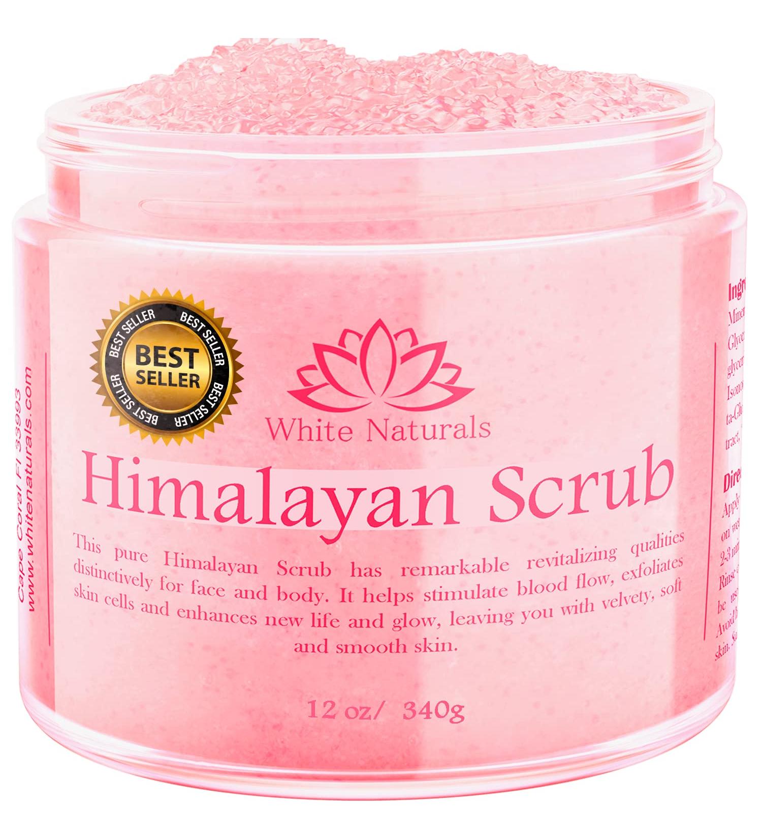 Himalayan Salt Body Scrub Exfoliator for Soft Skin - White Naturals 12 oz - Buy Online on GoSupps.com