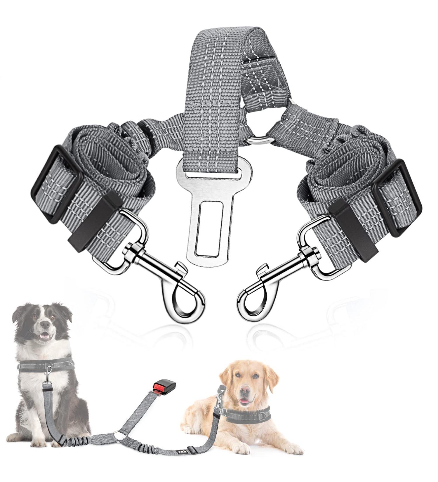 Buy Slowton 2-in-1 Stroke Belt Dog Car - Durable Adjustable Tangle-Free Elastic Seat Belt for Medium Dogs - Reflective Design for Safe Travel - Buy Online on GoSupps.com