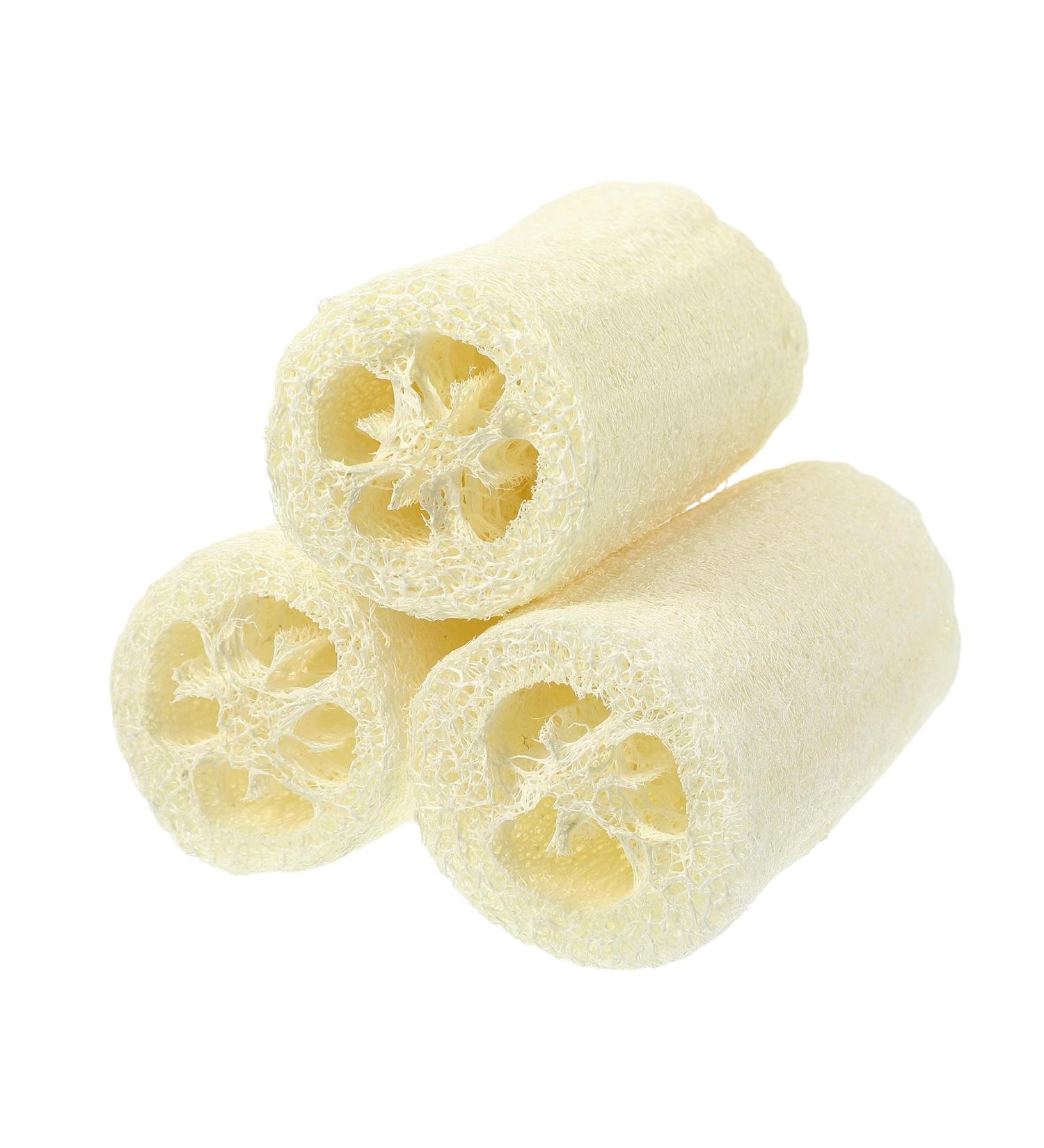 VOCOSTE Natural Loofah Sponge Set - 3 Pcs Exfoliating Body Shower Sponge | Gentle Cleanse & Soft Beige Color | Ideal for All Skin Types - Buy Online on GoSupps.com