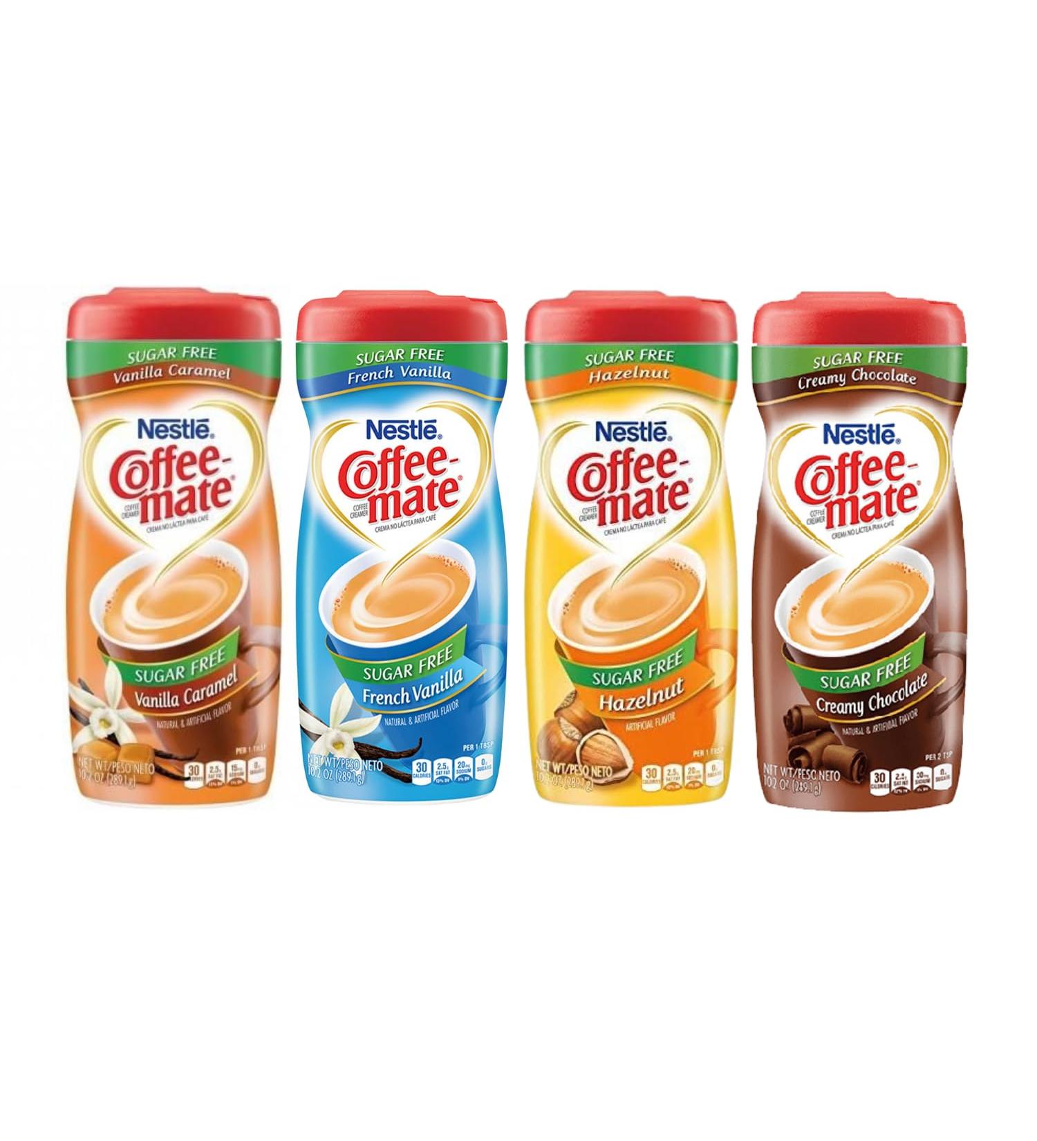 Nestle Coffee Mate Sugar Free Bundle - 4 Flavors (Vanilla Caramel, French Vanilla, Hazelnut, Creamy Chocolate) - 4 x 289g Pack - America's #1 Coffee Creamer - Buy Online on GoSupps.com