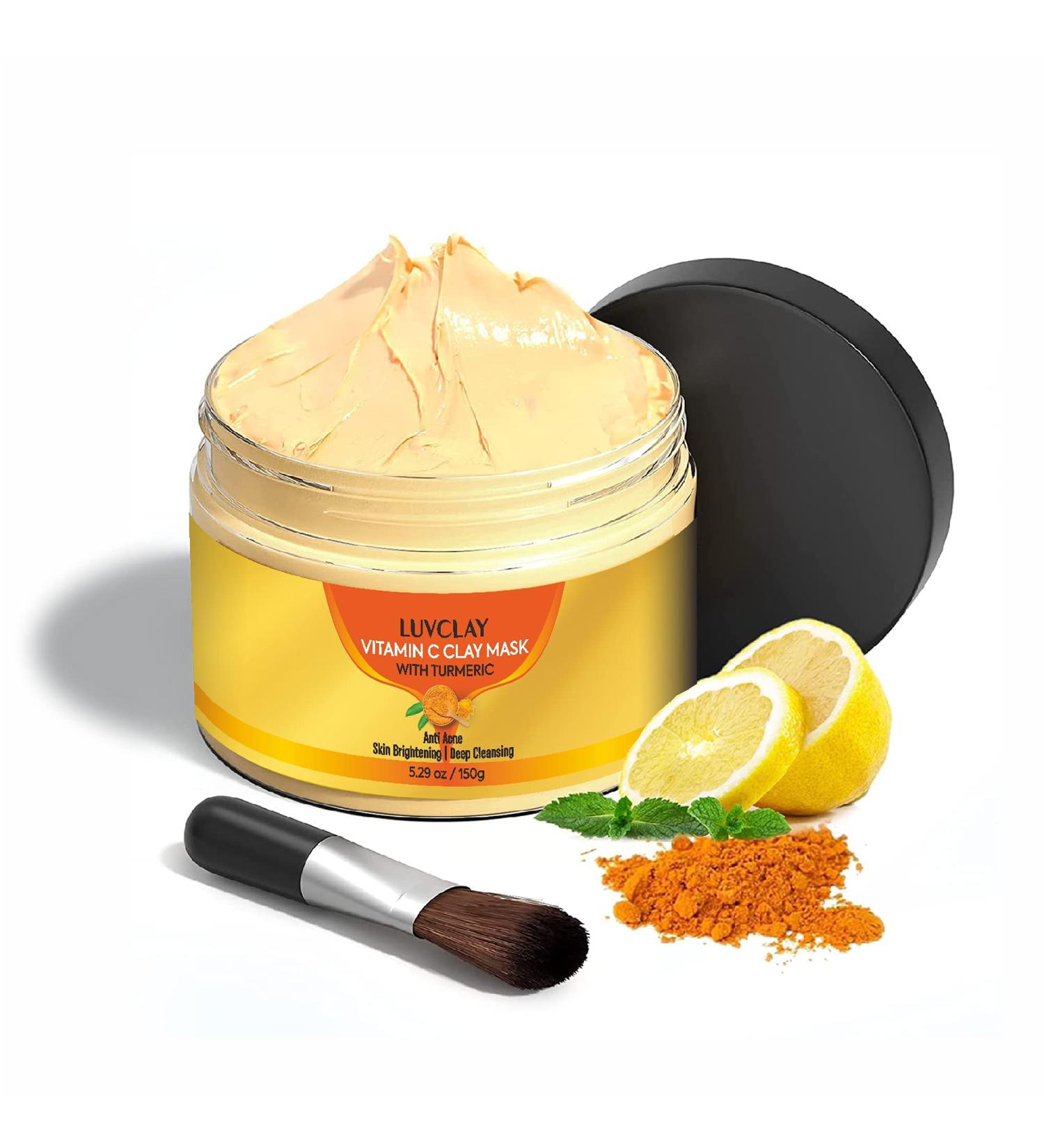 Turmeric Clay & Vitamin C Face Mask for Women - Deep Cleansing, Anti-Aging, Hydrating - Buy Online on GoSupps.com