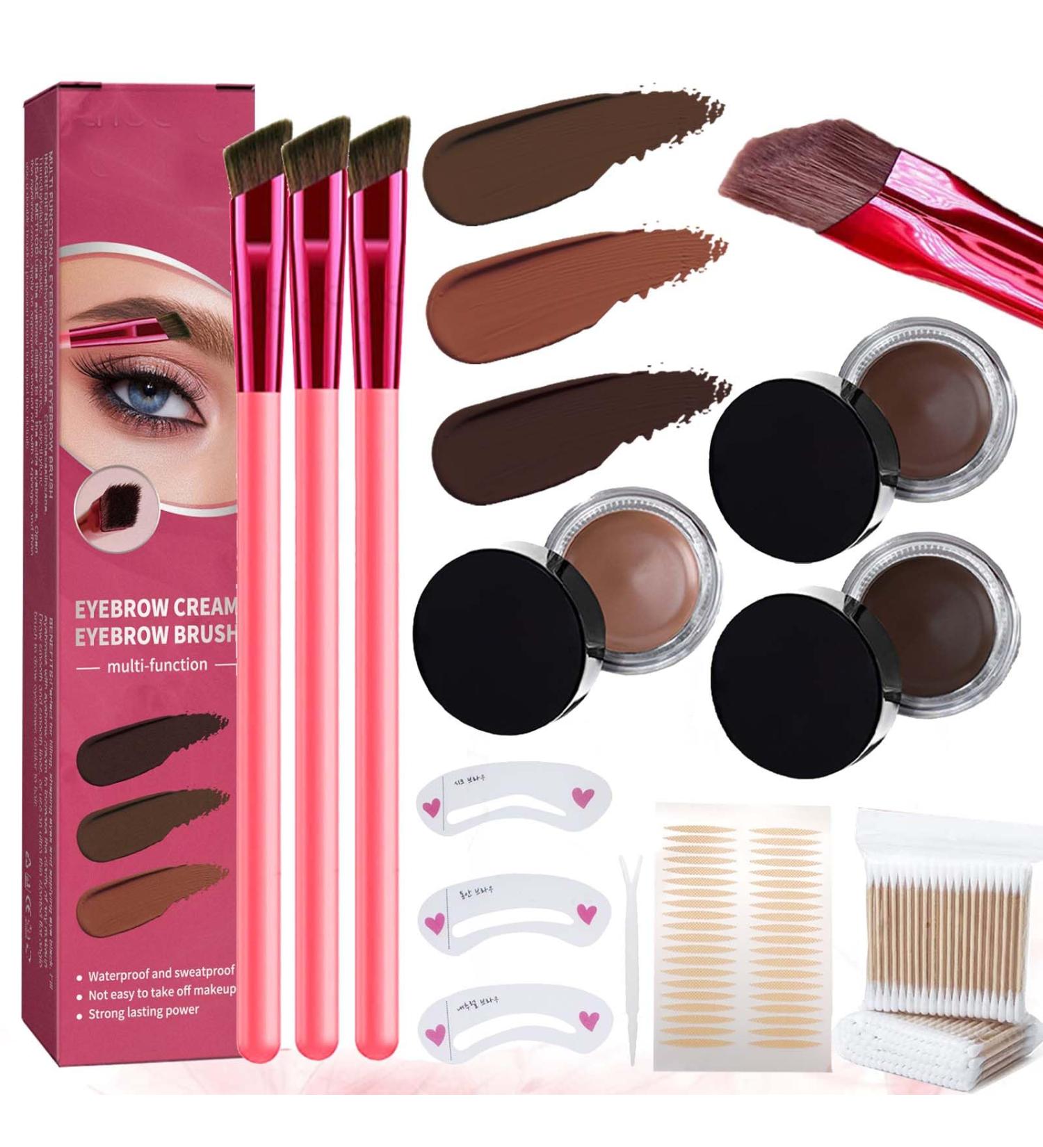 EZGHAR Home Eyebrow Care Kit 4d Laminated 4D Laminated Brow Home-Grooming Kit Multi-function Eyebrow Concealer Contour Brush 4D Hair Stroke Brow Stamp Brush-Waterproof and Long Lasting (3PCS) - Buy Online on GoSupps.com