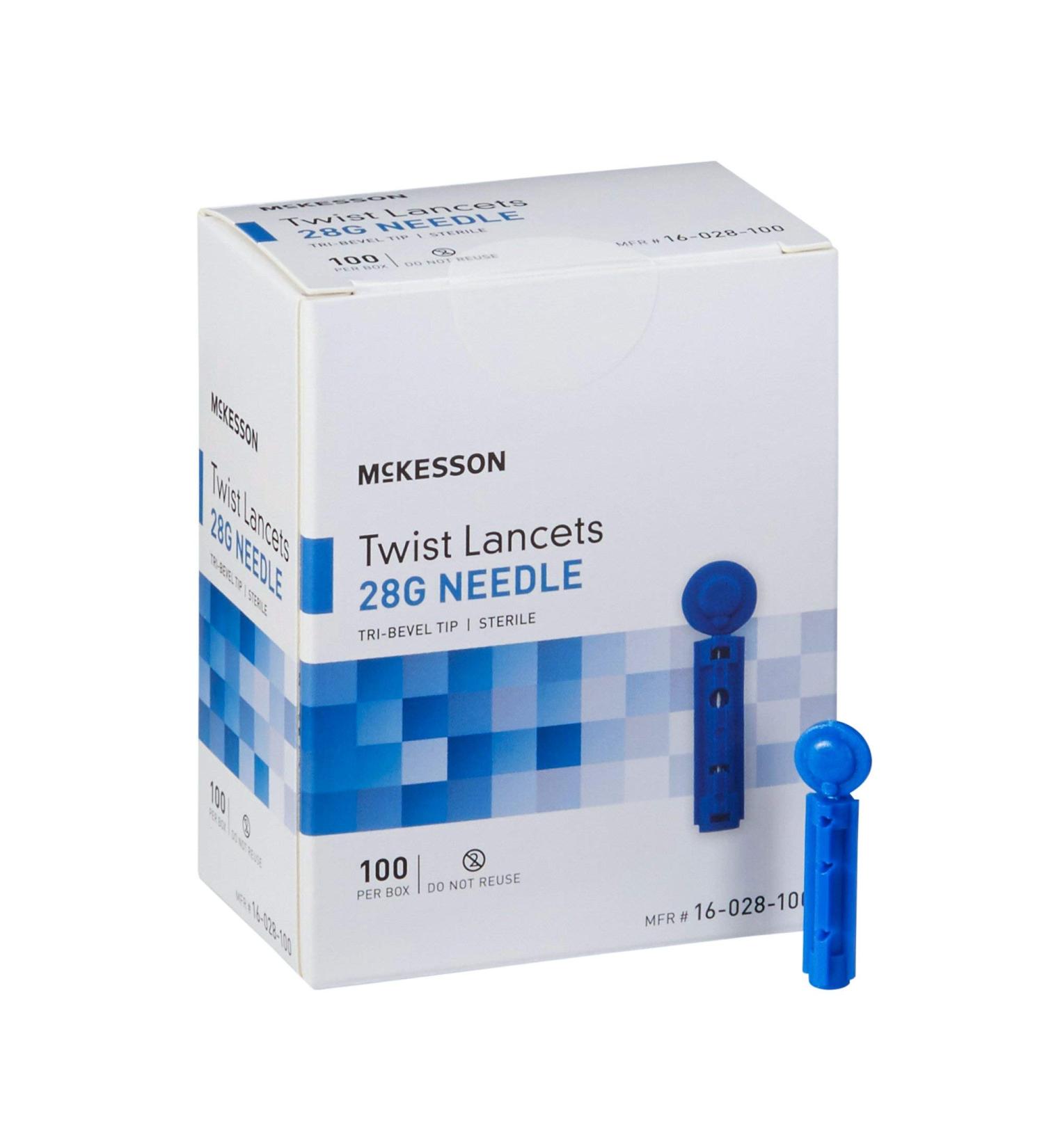 McKesson Twist Lancets 28G Sterile 1.8mm Needle - 100 Ct Pack - Buy Online on GoSupps.com
