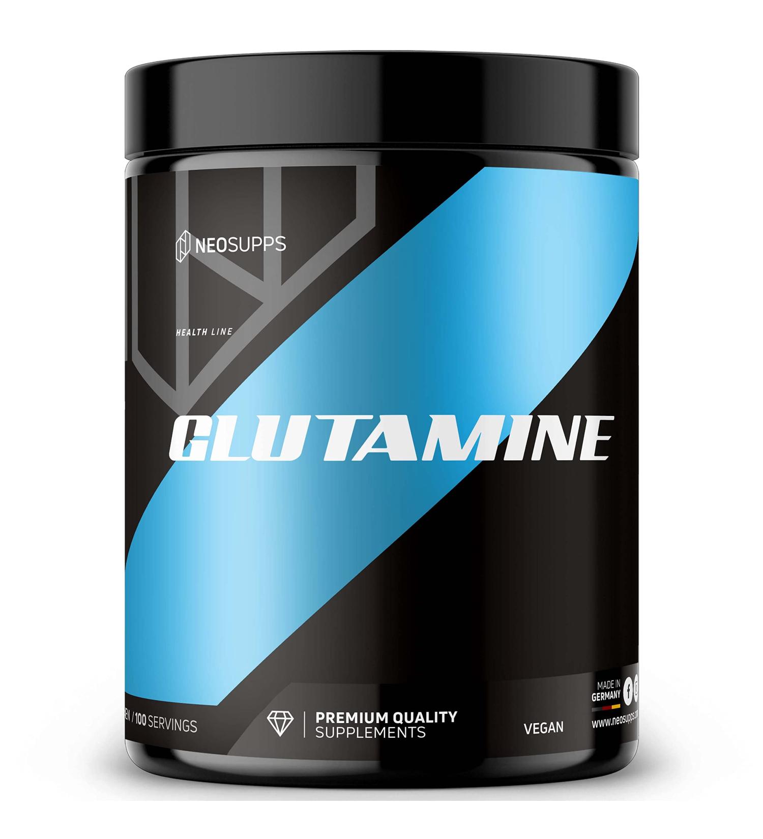Neosupps L-Glutamine Powder 500g - Pure Tasteless Vegan Post-Workout Supplement for Enhanced Training Recovery - Buy Online on GoSupps.com