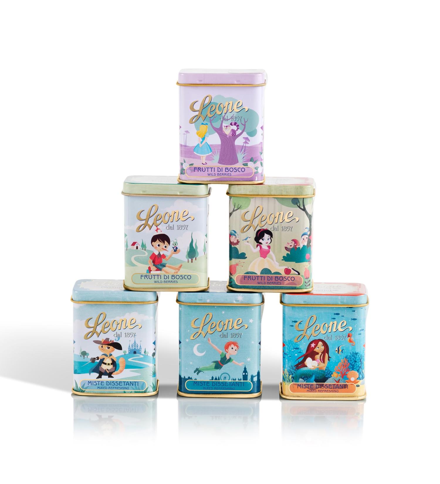 Leone depuis 1857 Petites Bo tes en m tal Pastilles Leone Collection Il tait Une Fois - Bonbons Assortis Rafra chissants et Bonbons aux Fruits des Bois 6 Petites Bo tes en m tal de 30g (6 x 30g) - Buy Online on GoSupps.com