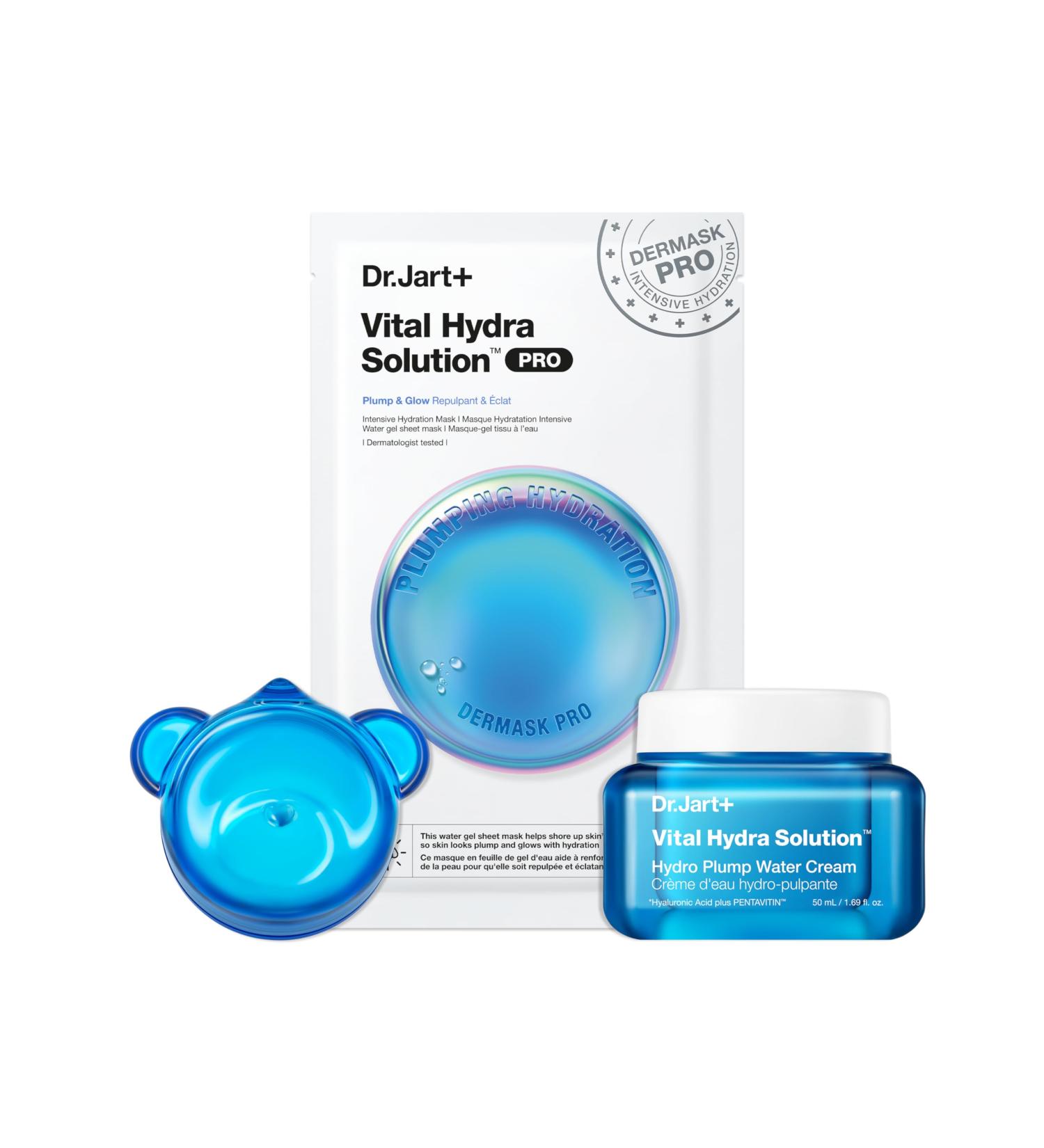 Dr.Jart+ Vital Hydra Solution Hydration Trio for Glass Skin Face Mask, Water Cream & Jelly Bear Lip Mask | Korean Skin Care Set - Buy Online on GoSupps.com