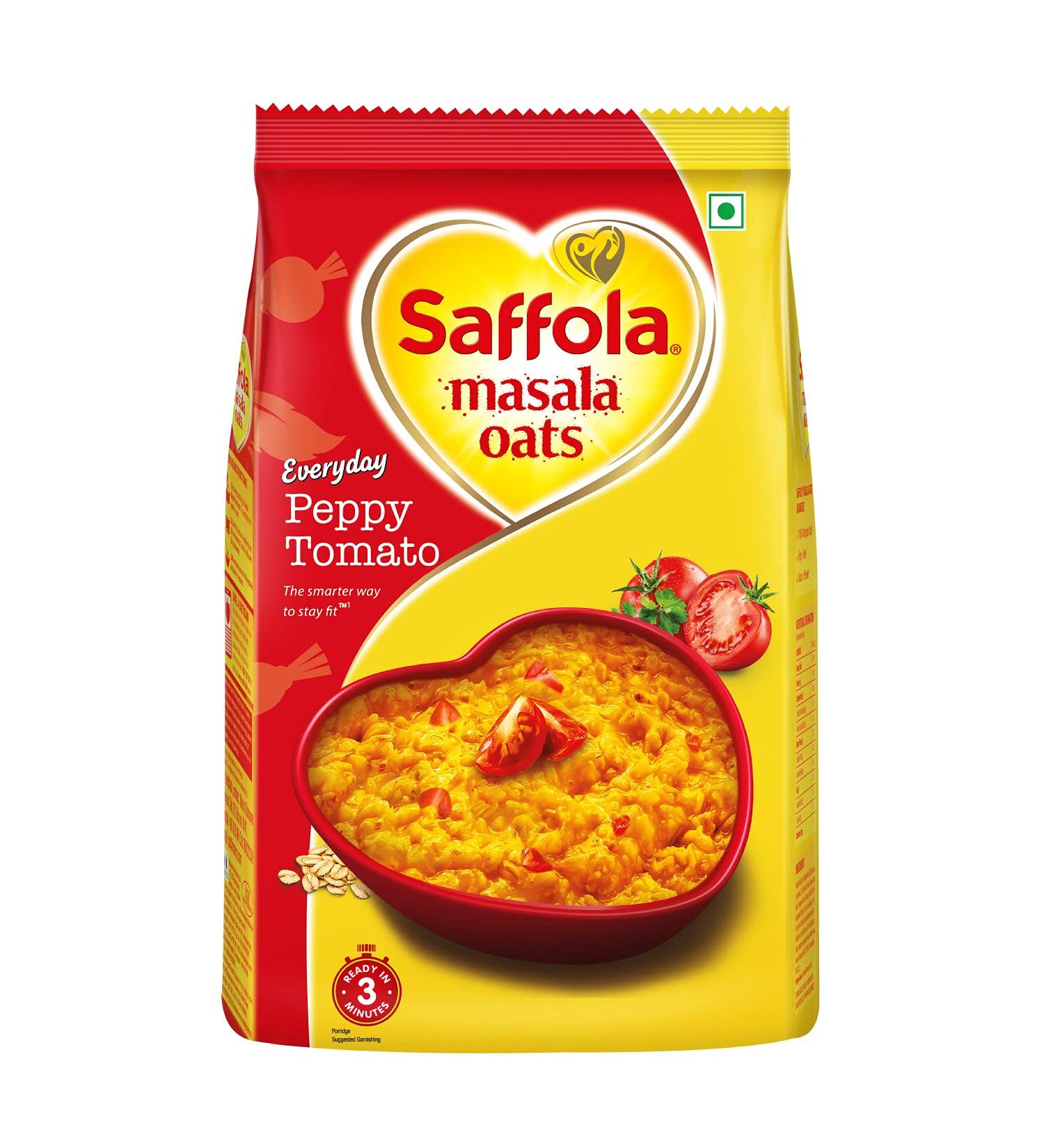 Saffola Masala Oats Peppy Tomato 500g (17.63oz) - Vegetarian | Buy Online - Buy Online on GoSupps.com