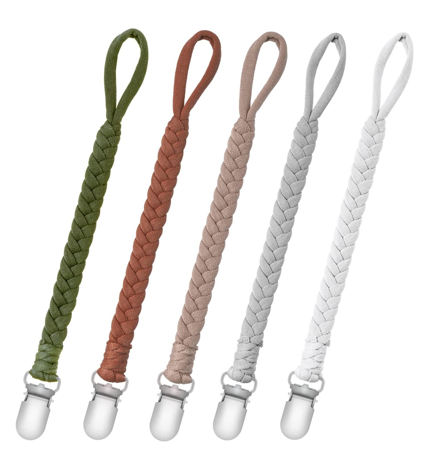 Pacifier Clip for Boys and Girls Binky Holder Pacifier Holder Leash Smoother Clip 100% Handmade Braided Fits All Pacifiers -Modern Unisex Baby Birthdays Gift(5 Pack) 5 Packs - Buy Online on GoSupps.com