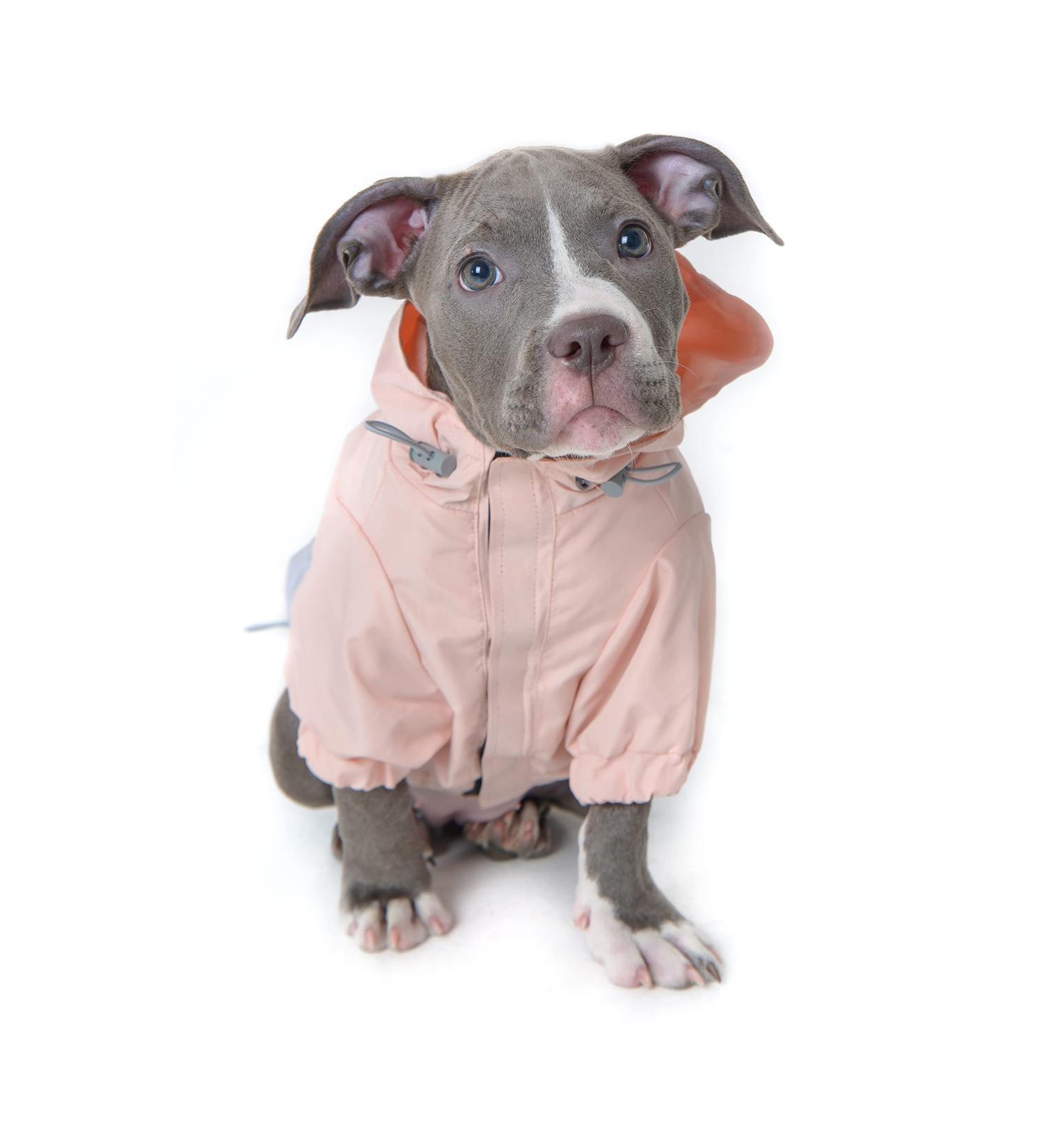 Reebok Pink X Small Dog Raincoat with Hoodie Waterproof Jacket for Small to Large Dogs Adjustable Drawstring Leash Hole