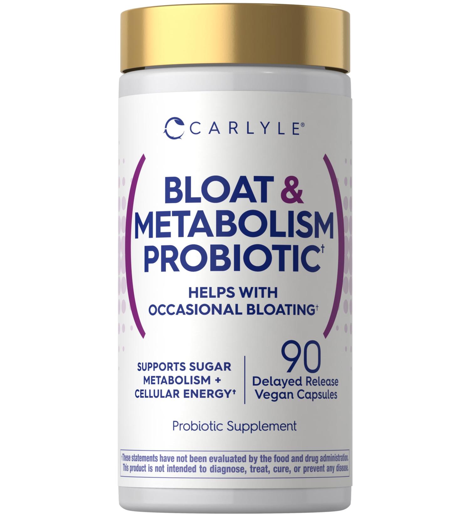 Carlyle Bloat and Metabolism Probiotic | 90 Capsules | Bloating Relief Formula | Sugar & Cellular Energy Support | for Women and Men | Vegan Non-GMO Gluten Free - Buy Online on GoSupps.com