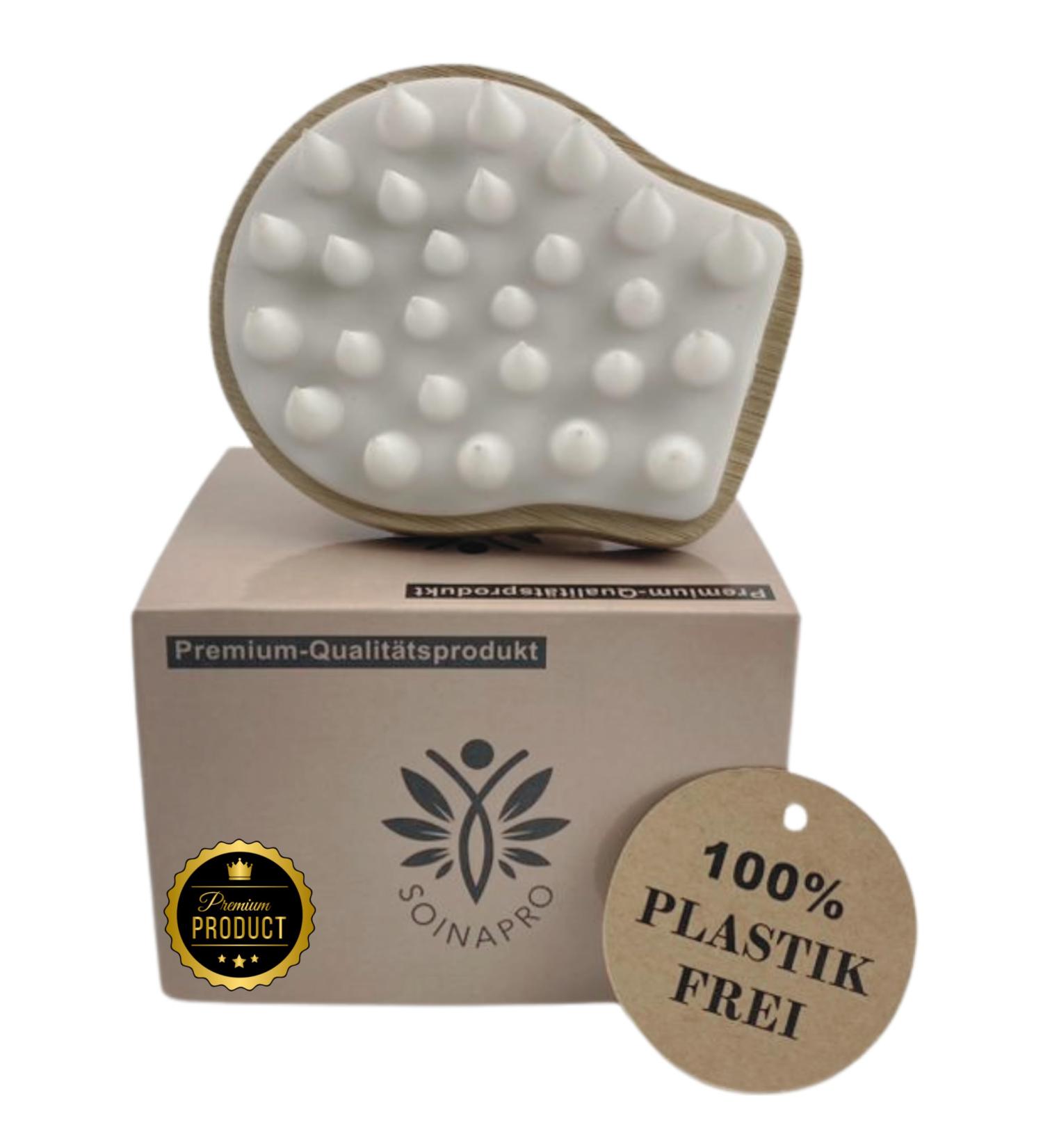 SOASINPRO Bamboo Scalp Massage Brush | Anti-Scales Shampoo Brush for Healthy Hair Growth | White Head Massager for Showering & Hair Washing - Buy Online on GoSupps.com