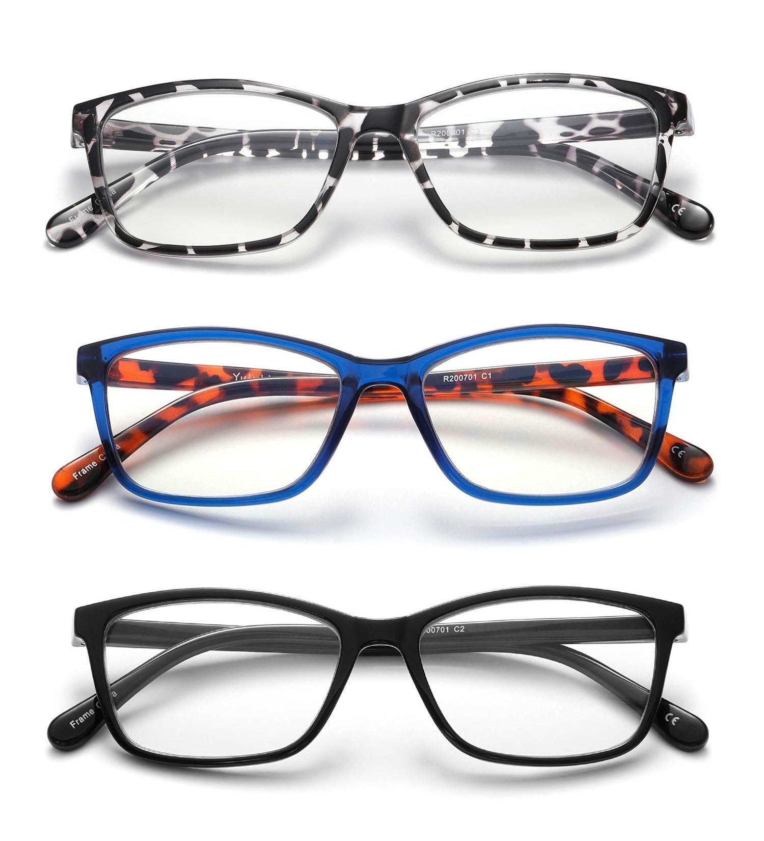 Yuluki 3 Pack Blue Light Blocking Reading Glasses 2.75 Magnification - Lightweight Fashion Eyeglasses for Men and Women - Buy Online on GoSupps.com
