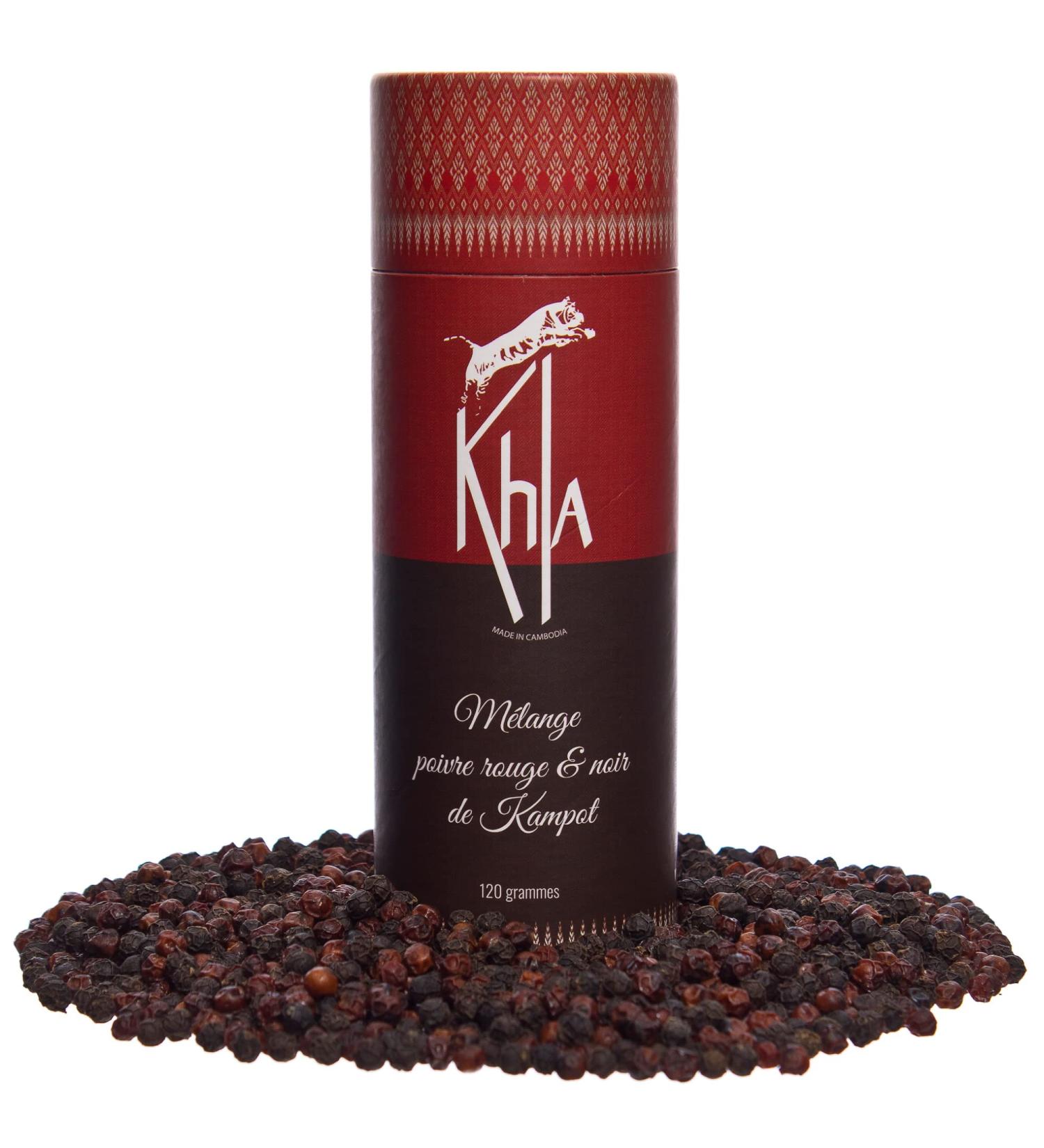 Khla - Organic Kampot Black & Red Pepper Blend - Pepper Tube Grains 120g - Limited production - Asian spice - Cambodia origin - Buy Online on GoSupps.com