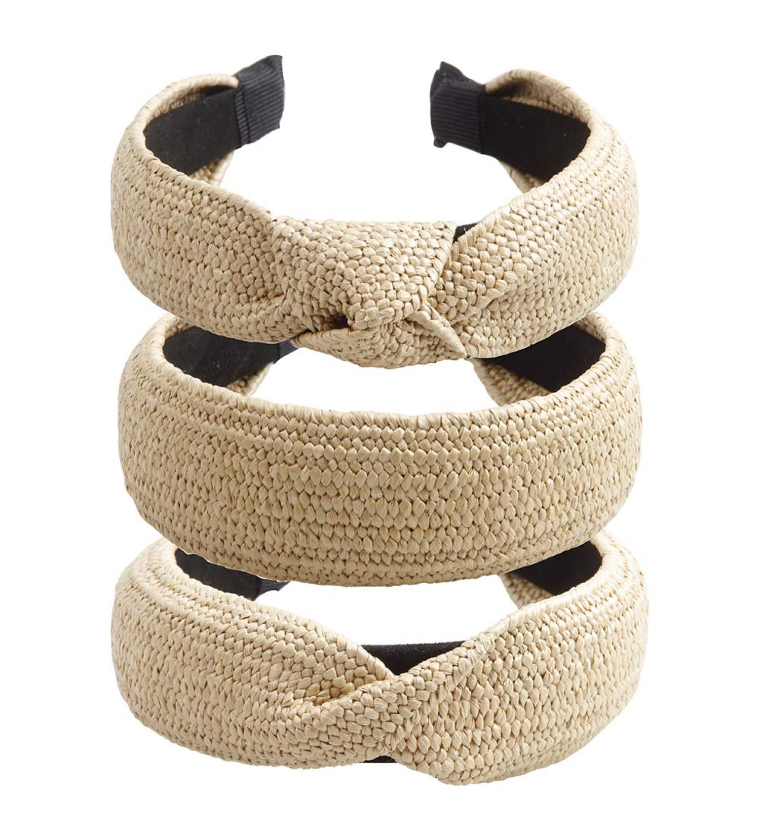 Hogoo 3Pcs Straw Headband Set - Fashion Knot Headbands for Women & Girls Beach Holiday - Wide Twist Hair Hoop Accessories - Buy Online on GoSupps.com