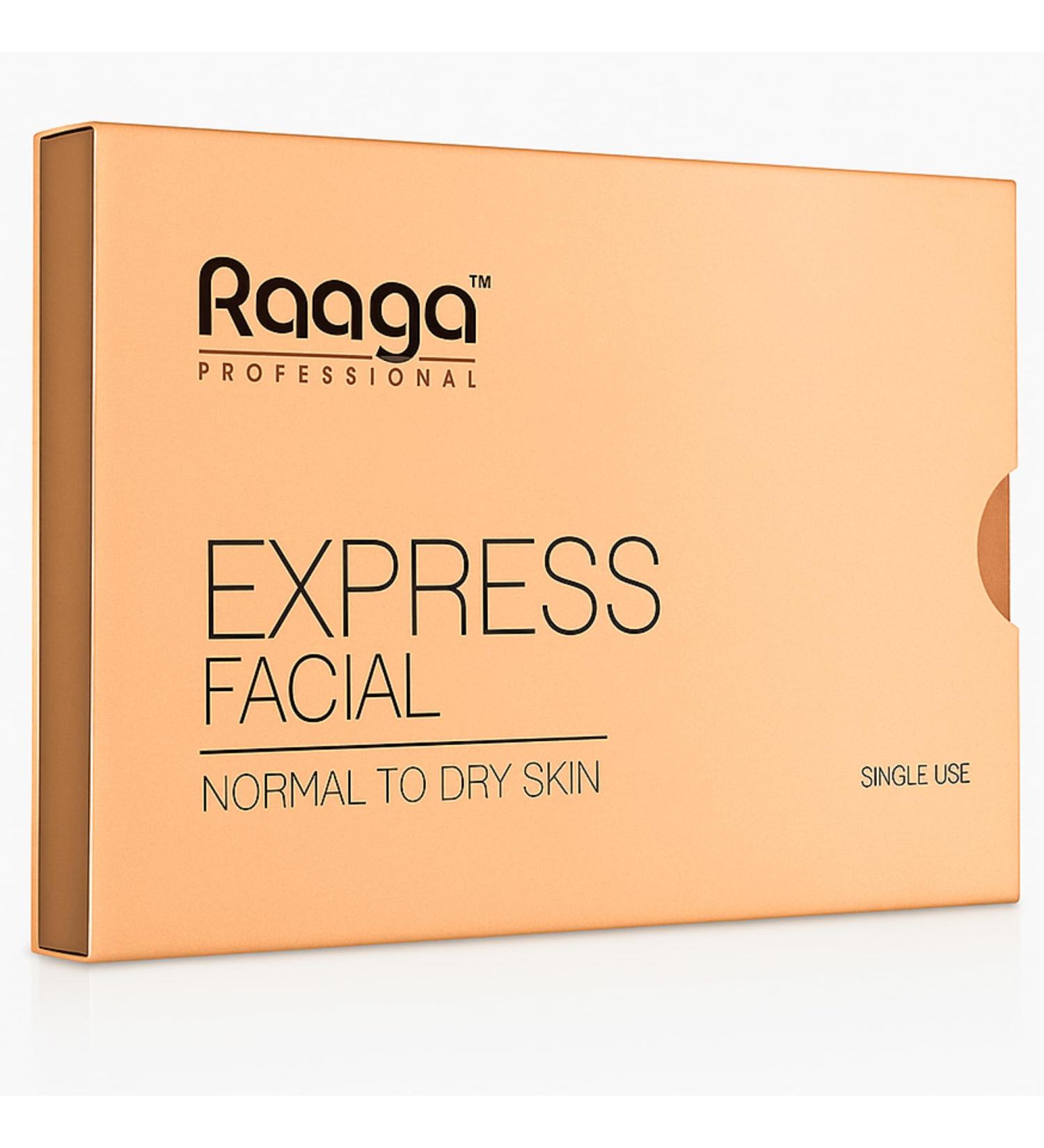 Raaga Professional Express Single Use Facial Kit | For Dry Dull Skin | 6-Step Skincare Set At Home | Cleanser Scrub Toner Massage Gel Face Mask & Sunscreen | 35g/1.23 Oz - Buy Online on GoSupps.com