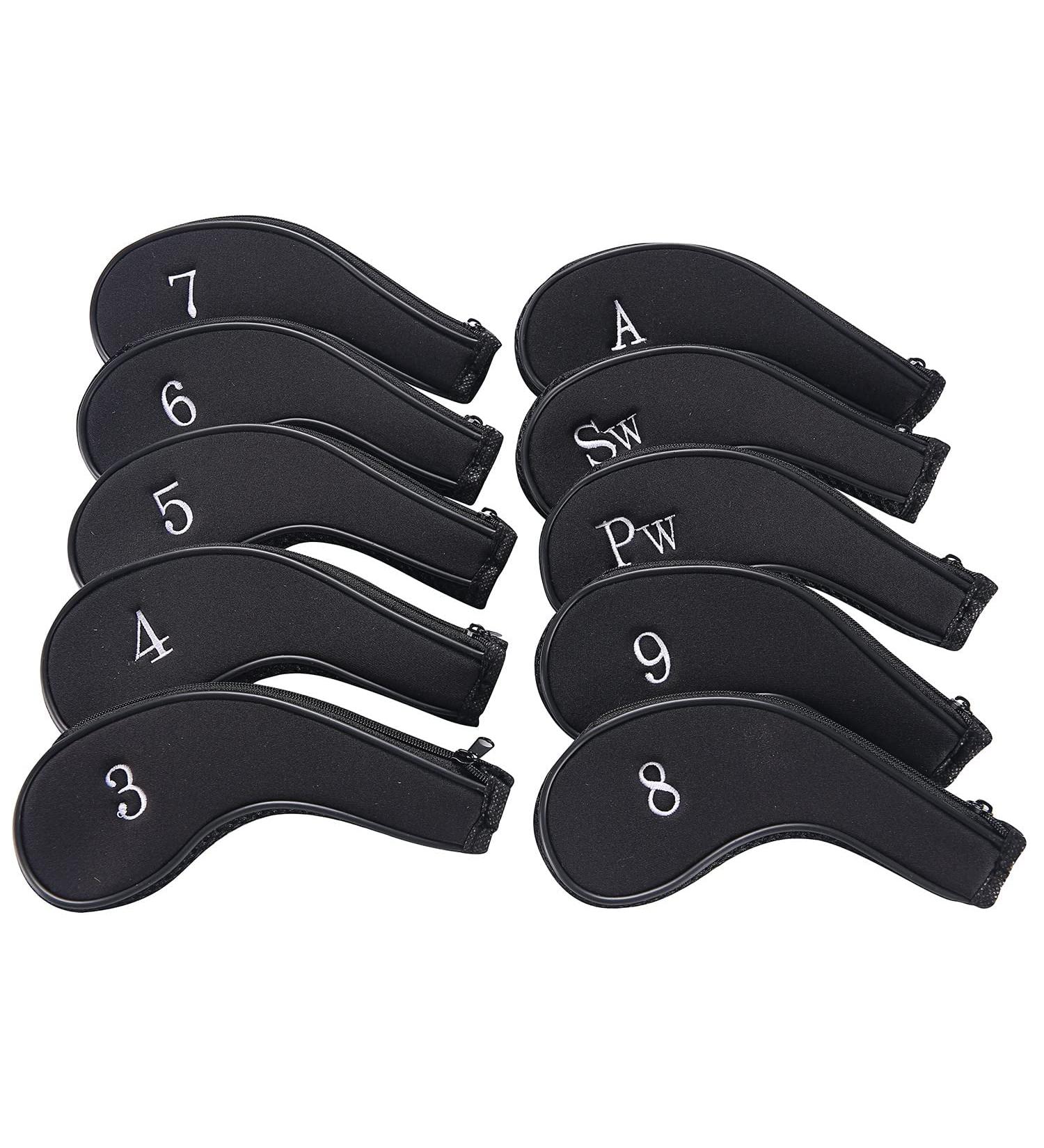 Sword & Shield Neoprene Zipper Golf Club Iron Head Covers - Set of 10, Black - Buy Online on GoSupps.com