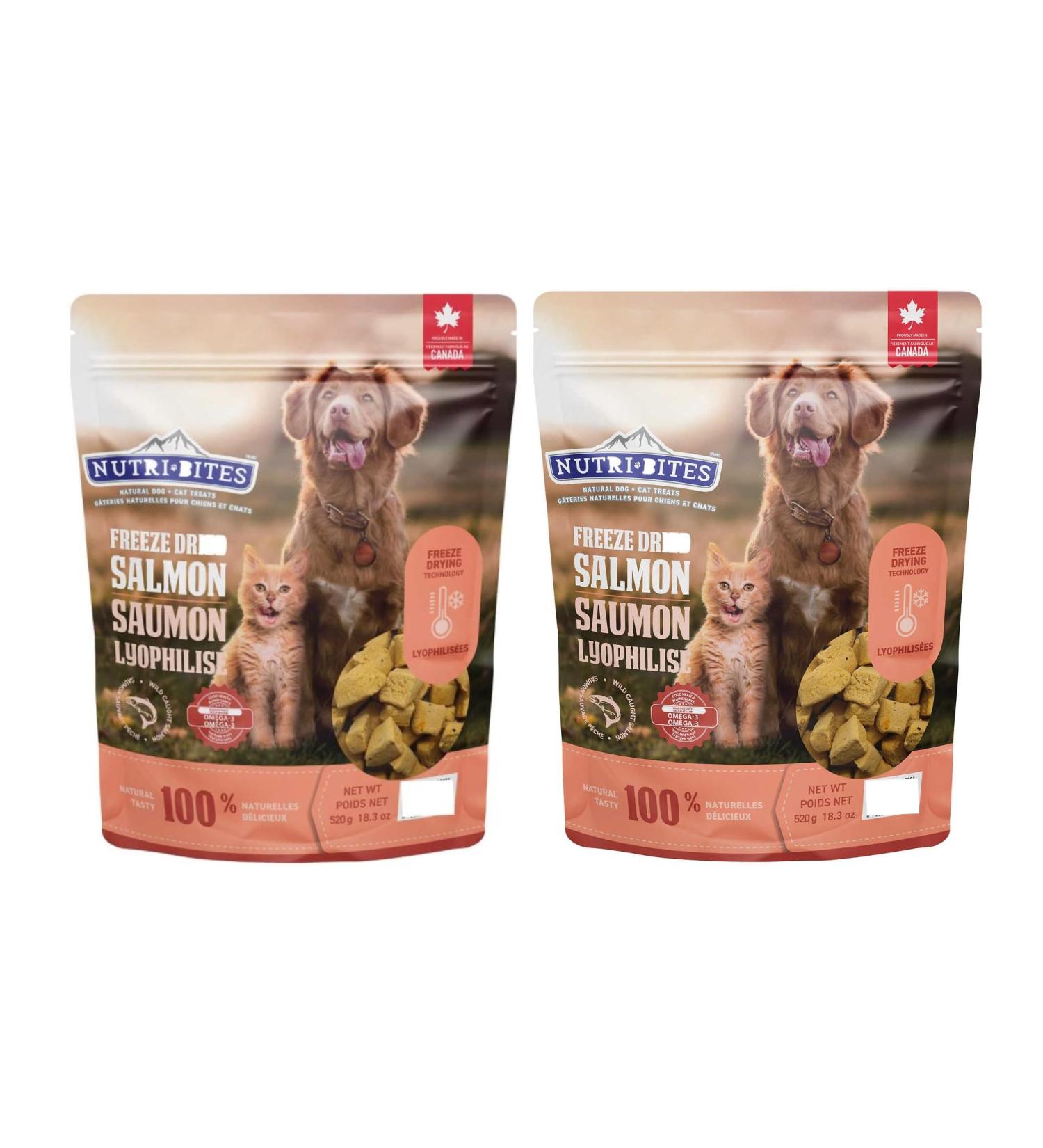 Nutri Bites Freeze Dried Salmon Dog & Cat Treats Made with 100% Wild Caught Salmon - 2 x 520g (18.3oz)