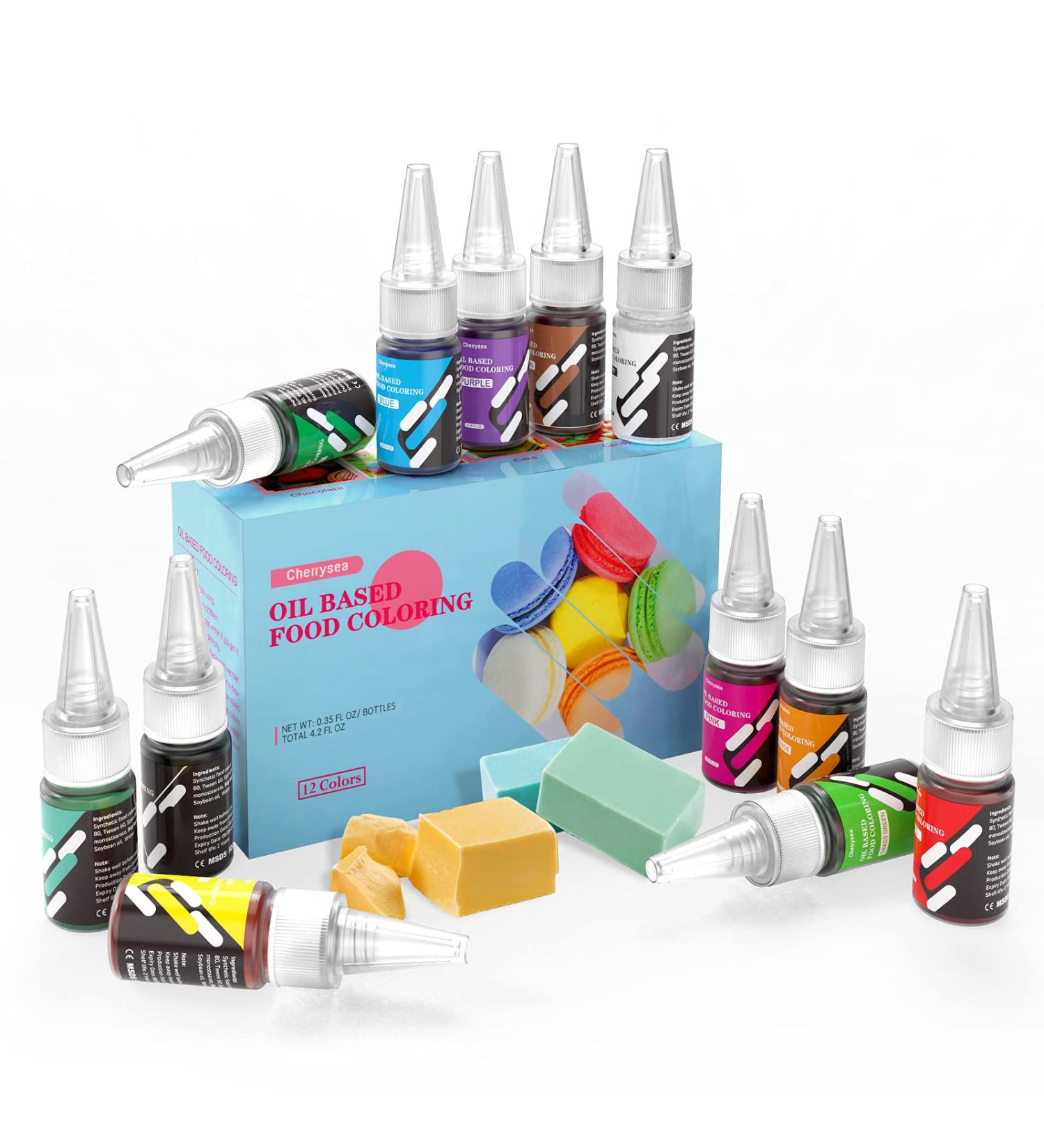 12 Color Oil Based Food Coloring for Chocolate & Candy - Cherrysea Edible Dye for Baking & Decorating - 0.35 Fl. Oz Bottles - Buy Online on GoSupps.com