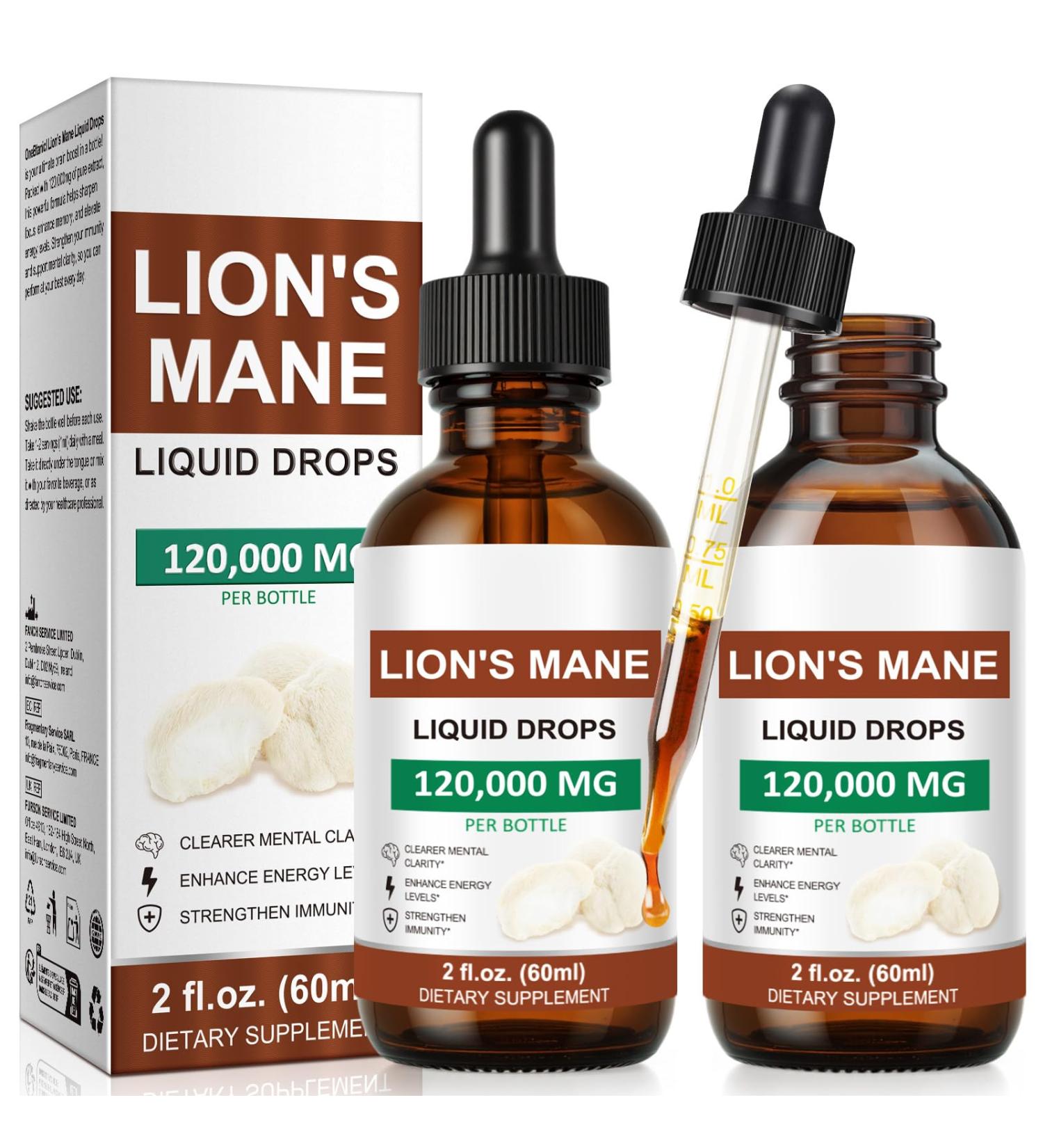 FSLHCY Lions Mane Liquid Drops - Lion's Mane Mushroom Supplement Brain Supplements for Memory and Focus Immune Support - No GMO Vegan Mushroom (4 oz) - Buy Online on GoSupps.com