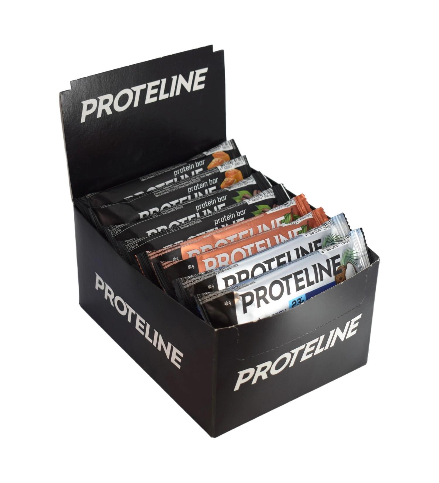 Rif Sp z oo PROTELINE Mix Protein Bars Salted Caramel Coffee Coconut & Chocolate Mix Protein Bars Salted Caramel Coffee Coconut & Chocolate 24x40g - Buy Online on GoSupps.com