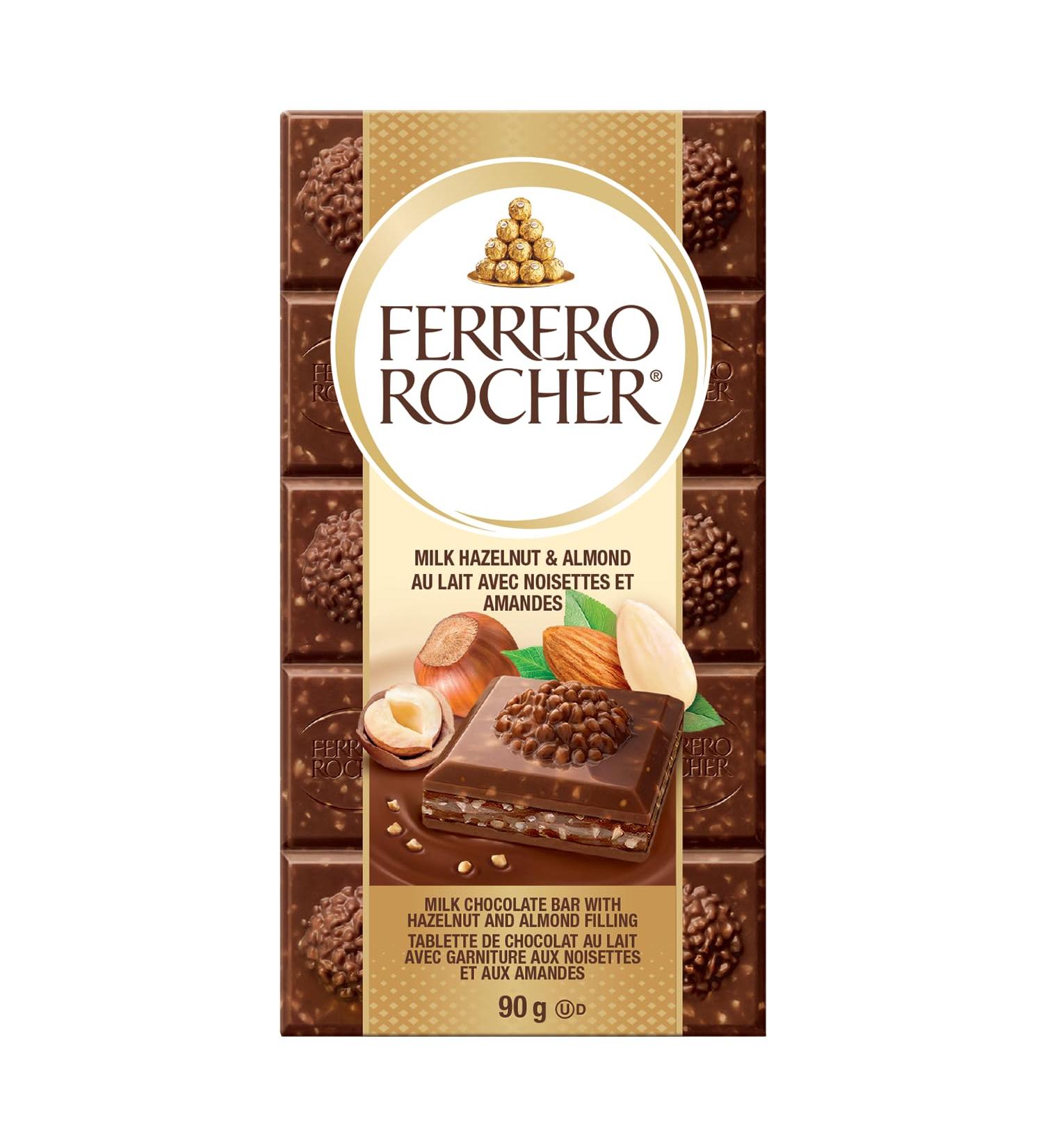 FERRERO ROCHER Premium Chocolate Bar Milk Chocolate with Hazelnuts and Almonds Bar 90g Milk Hazelnut and Almond - Buy Online on GoSupps.com