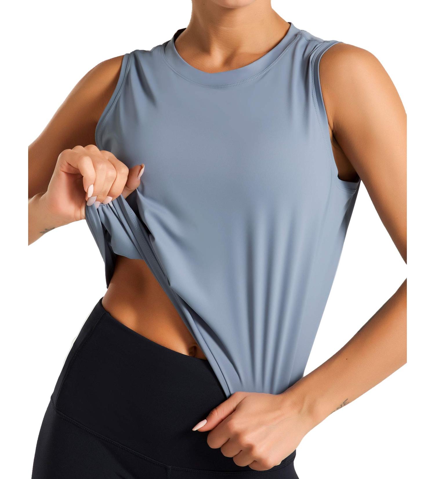 Dragon Fit Sleeveless Yoga Workout Cool T-Shirt Running Tank Crop Top - Medium Blue - Buy Online on GoSupps.com