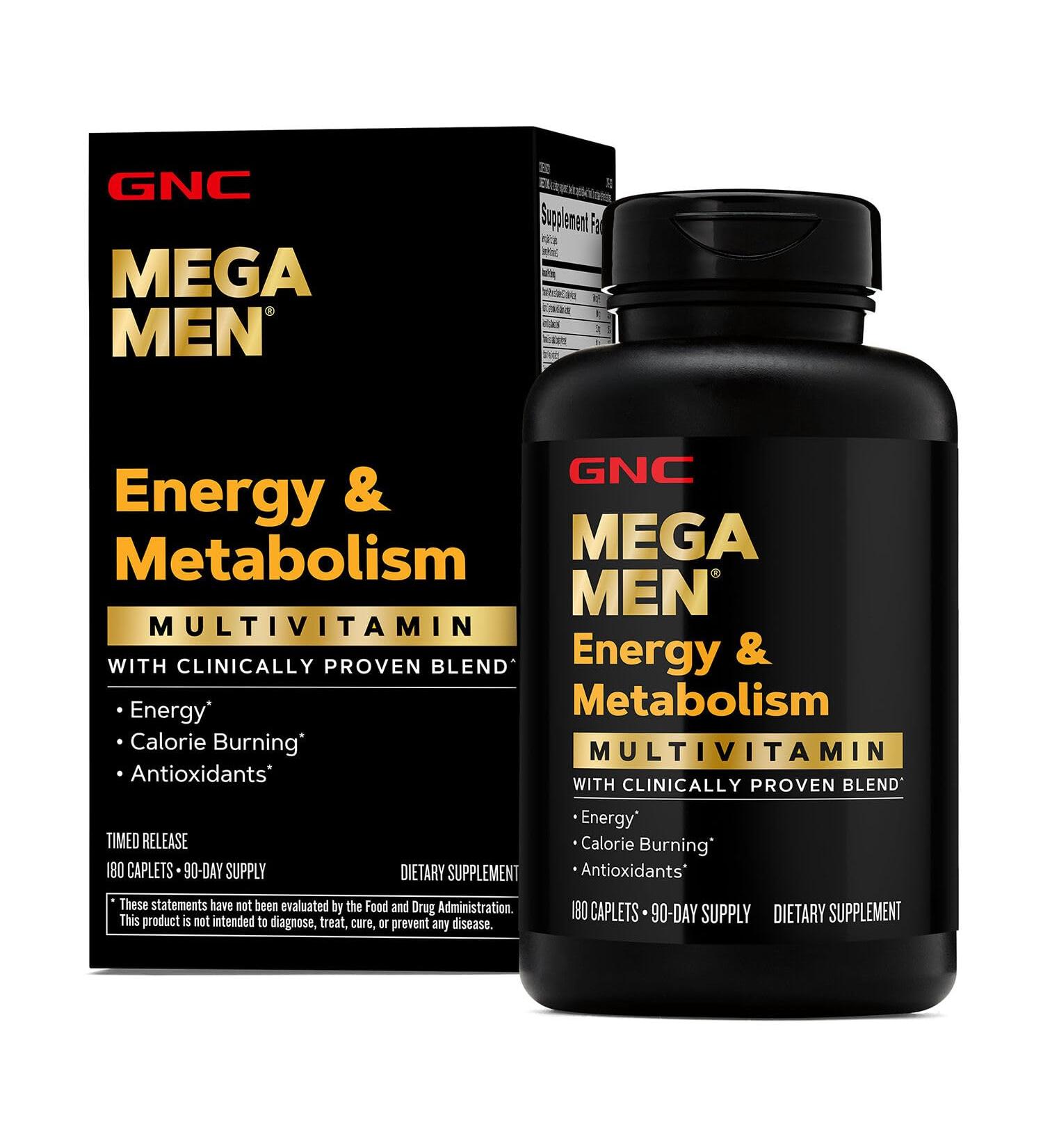 GNC Mega Men Energy & Metabolism Multivitamin | Antioxidants and Increased Calorie Burning | 180 Count - Buy Online on GoSupps.com