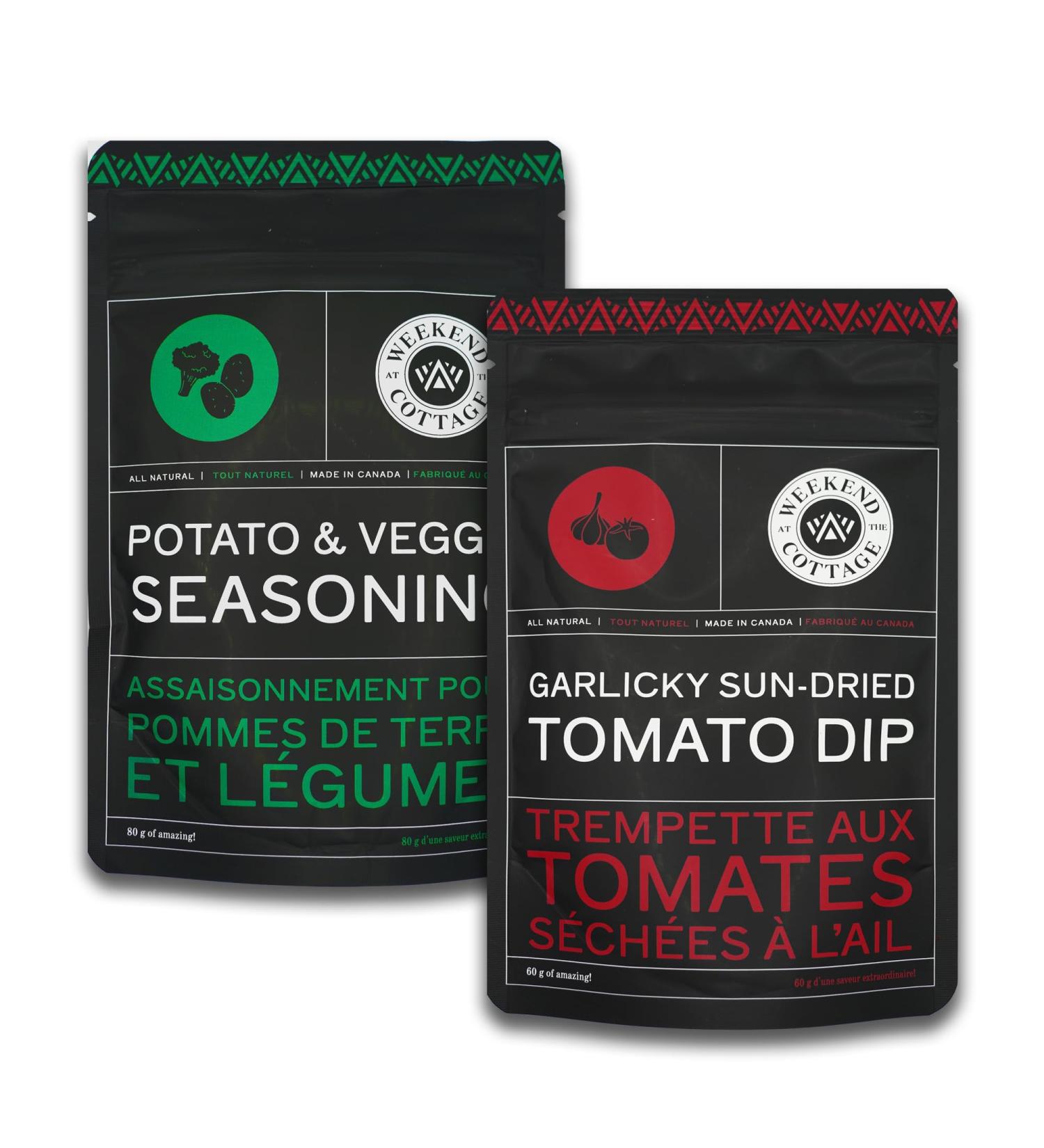 Essential Spice Blends - Potato & Veggie Seasoning and Garlicky Sun-dried Tomato Dip. Set of 2 - Buy Online on GoSupps.com