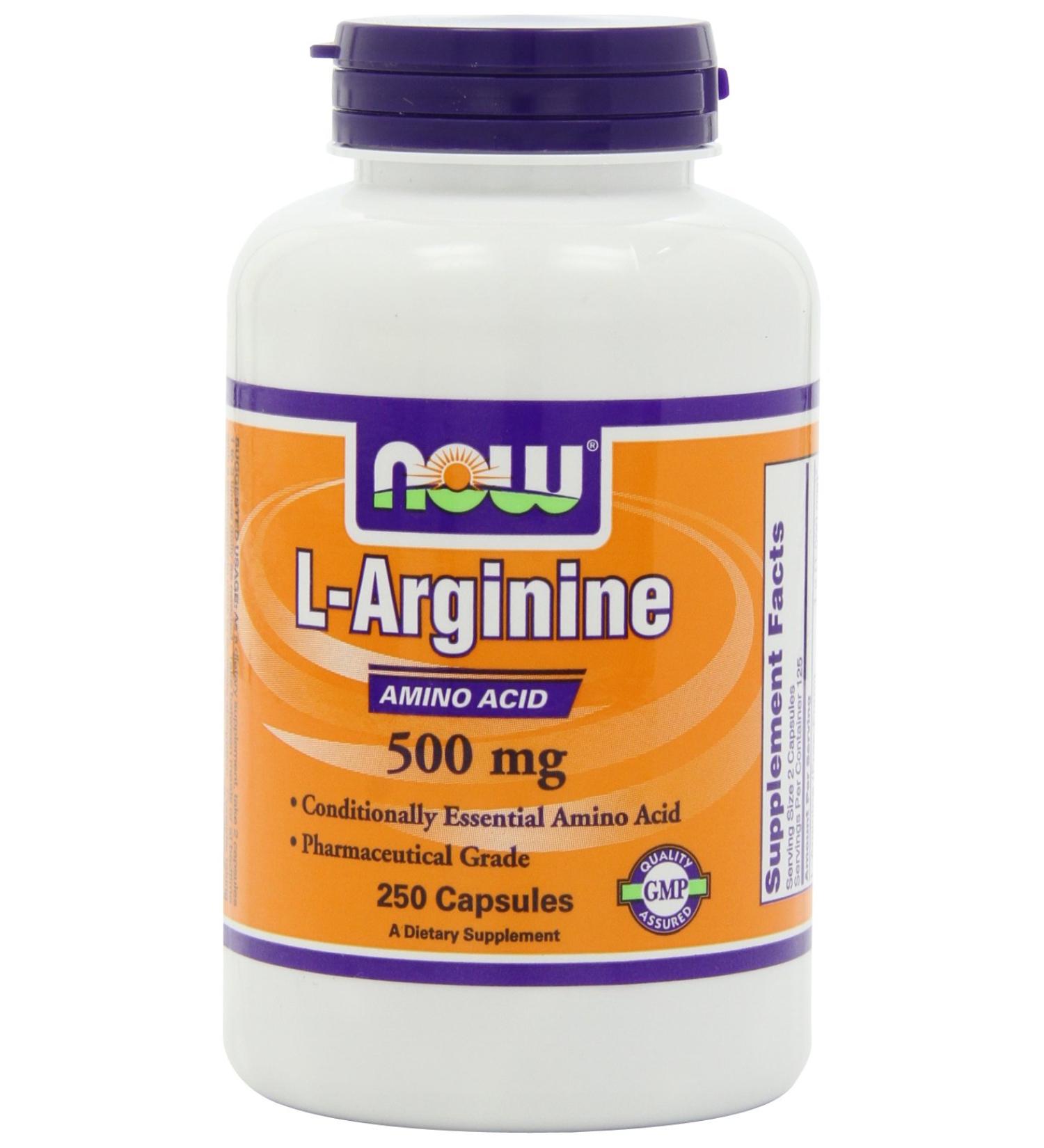 NOW L-Arginine 500 mg,250 Veg Capsules (packaging may vary