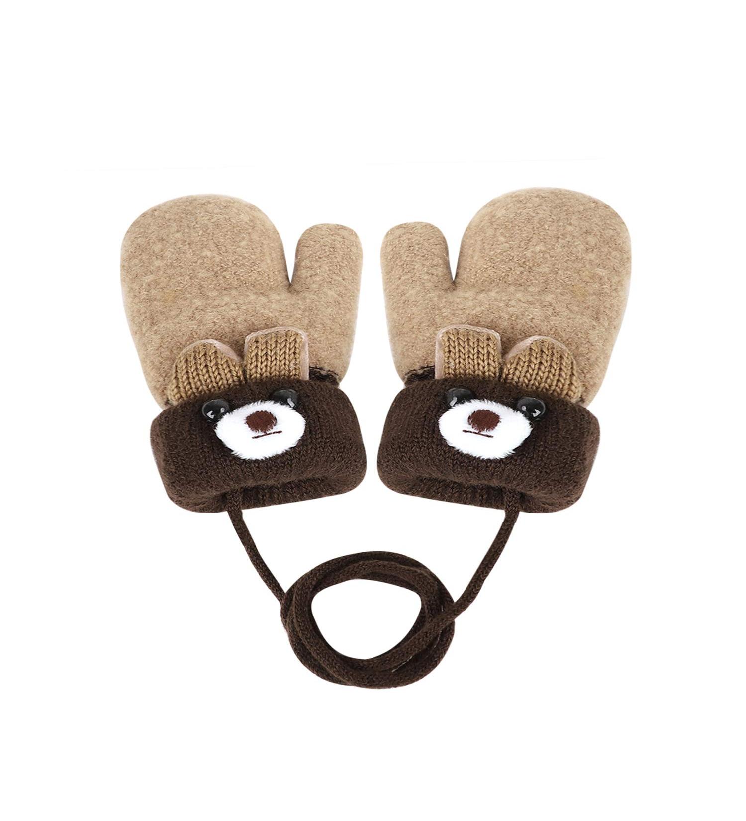 iEasey Cute Bear Baby Toddler Winter Mittens | Kids Fleece Knit Gloves | Insulated Ski Snow Gloves for Girls Boys 0-3 Years | Beige - Buy Online on GoSupps.com