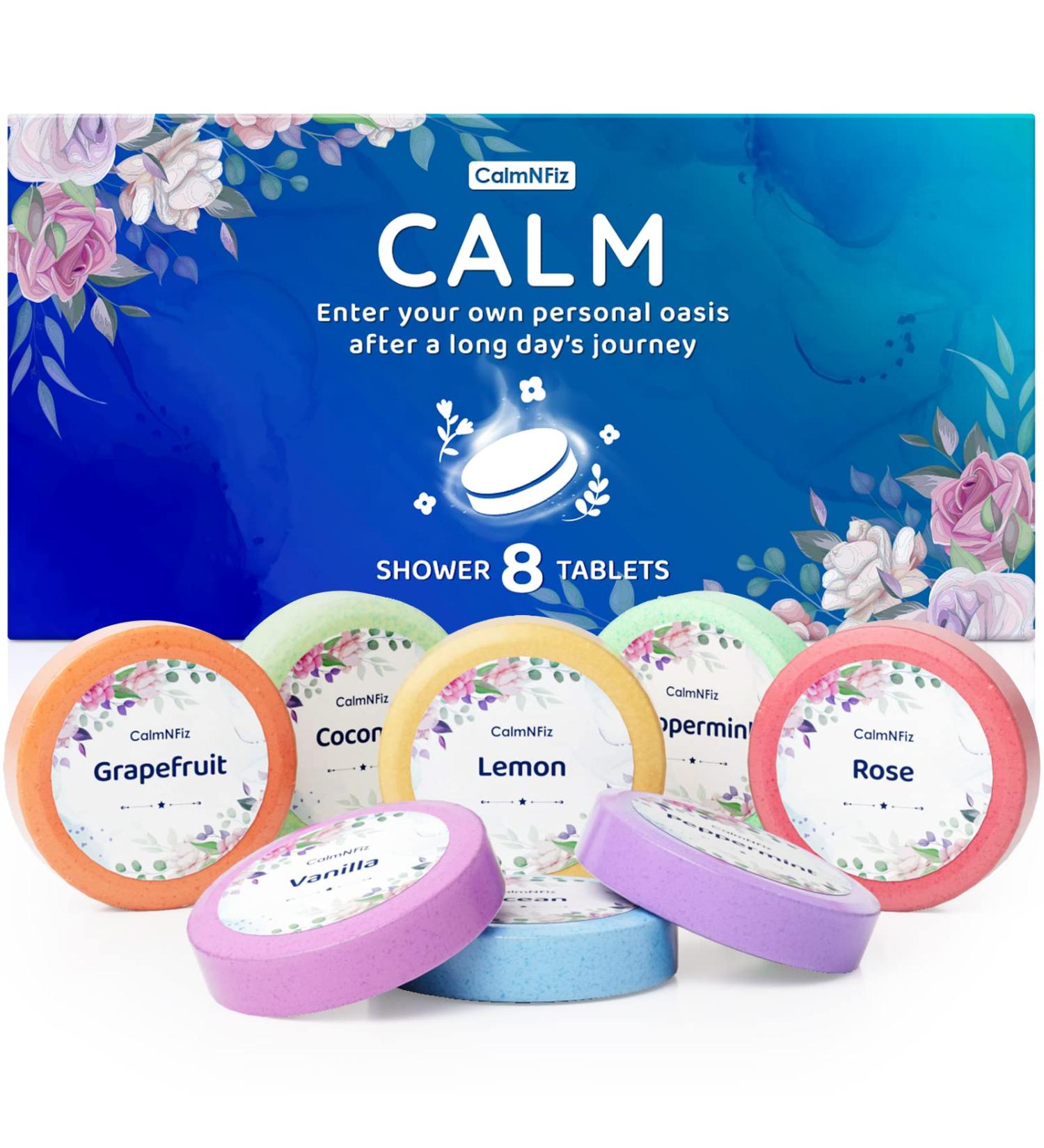 CalmNFiz Shower Steamers Aromatherapy Spa Kit - 8 Pack Shower Bombs with Essential Oils for Self Care & Relaxation - Perfect Valentine or Birthday Gift for Women and Men - Blue Set - Buy Online on GoSupps.com