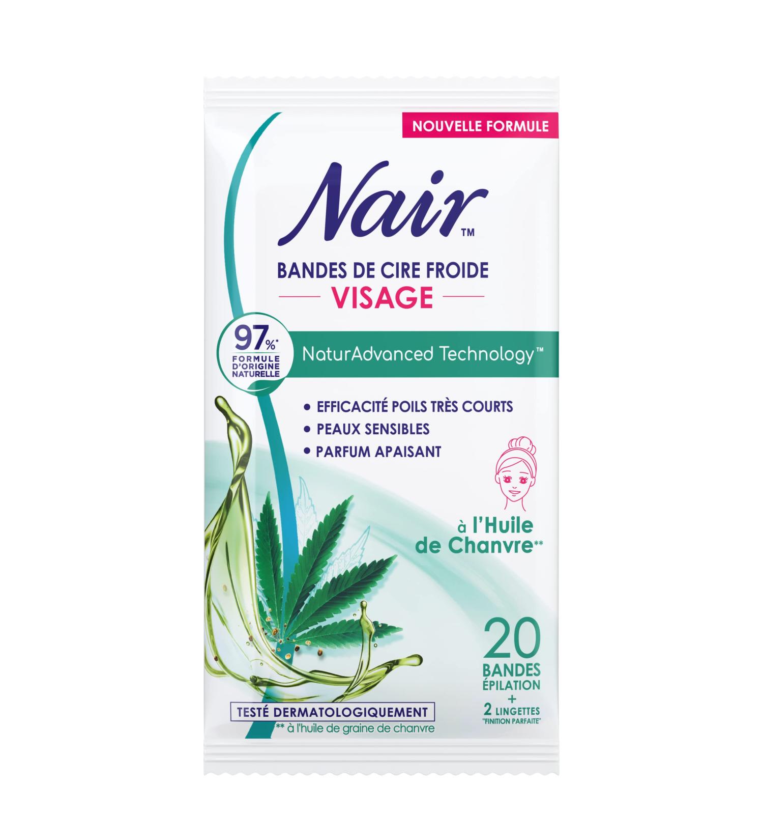 NAIR - Cold Wax Strips with Hemp Oil Extract 97% Natural Origin NaturAdvanced Technology 20 Strips - Buy Online on GoSupps.com