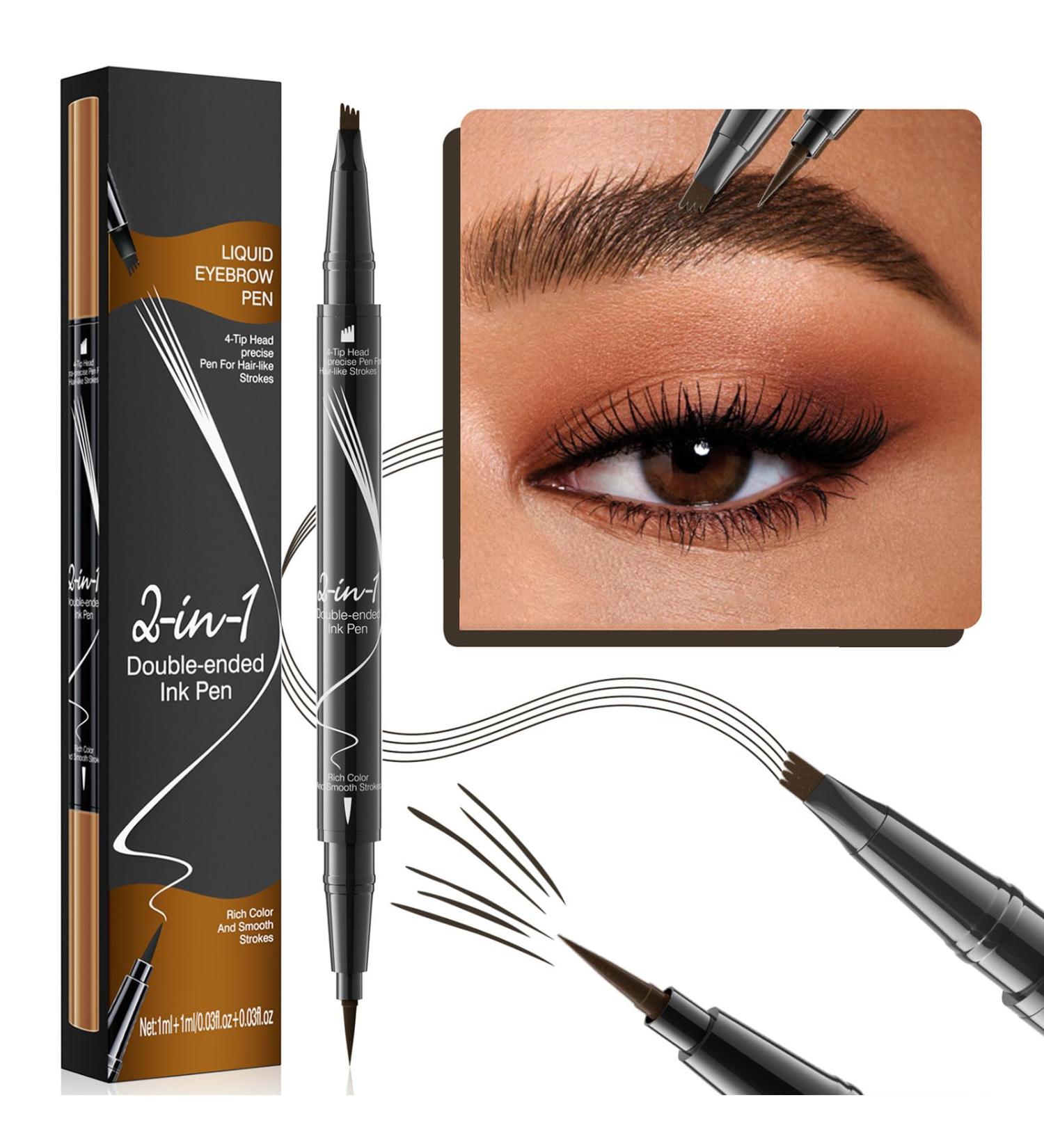 CHAKAE 2 in 1 Liquid Eyebrow Pencil Dual-ended with Four Fork Tips for Natural Eyebrows Waterproof and Sweatproof for Women - Buy Online on GoSupps.com