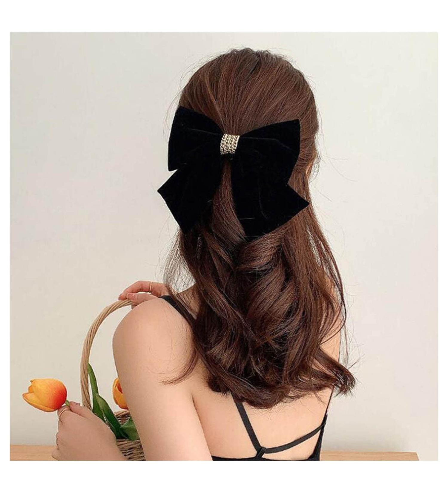 Cimenexe Bohemian Ribbon Bow Hair Clips Black Velvet Bow Hair Clip Big Velvet Ribbon Bow Tie Hair Clip Barrettes Retro Black Satin Bow Hair Clip Bow Winter Decorative Hair Accessories for Women - Buy Online on GoSupps.com