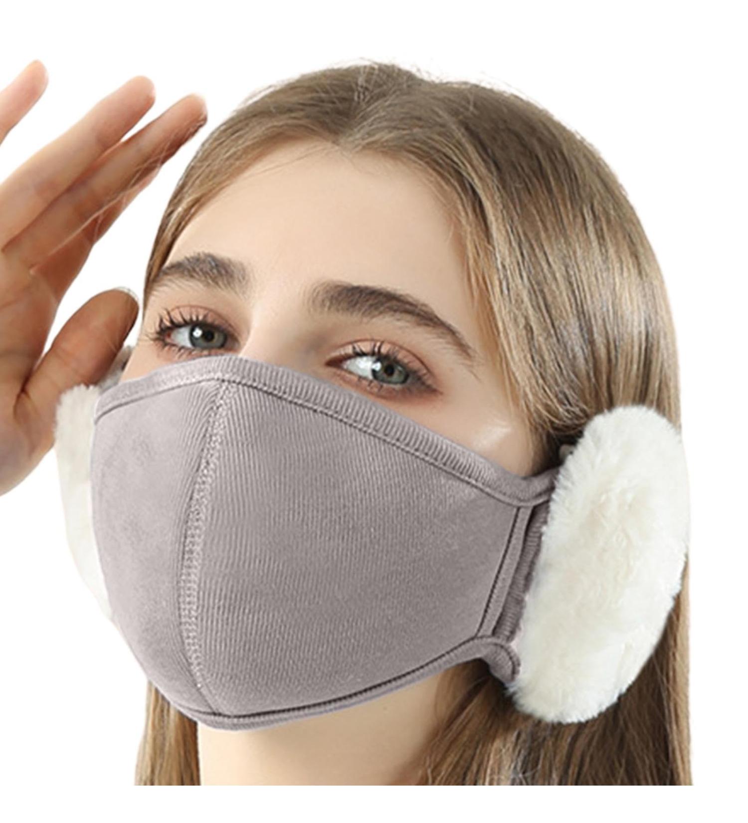 Facynde Cute Cloud Shape Facial & Ear Protection - Soft Rabbit Fur Slim Face Cover & Ear Warmer for Winter - Buy Online on GoSupps.com