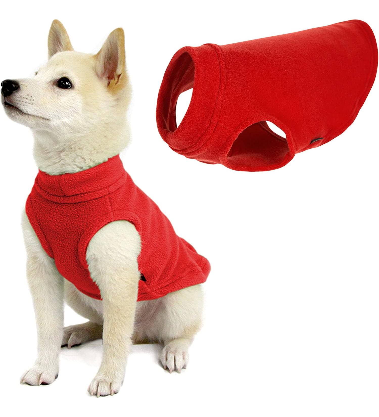 Gooby Stretch Fleece Vest Dog Sweater - Red Medium (11.5) - Winter Dog Clothes for Small to Large Dogs - Warm Pullover Jacket for Indoor and Outdoor Use - Buy Online on GoSupps.com