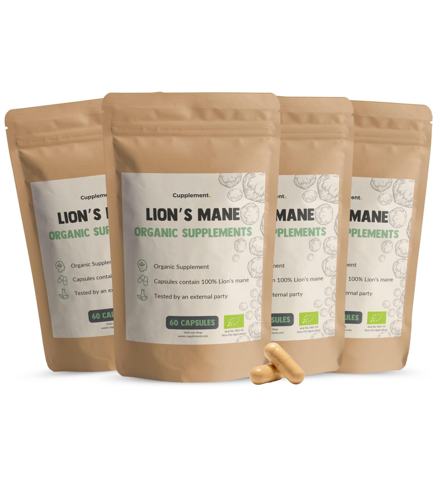 Cupplement Lions Mane Capsules 500 mg Biologisch Combideal 240 Capsules Hericium Erinaceus Focus Leeuw Lions mane capsules Multipack - Buy Online on GoSupps.com