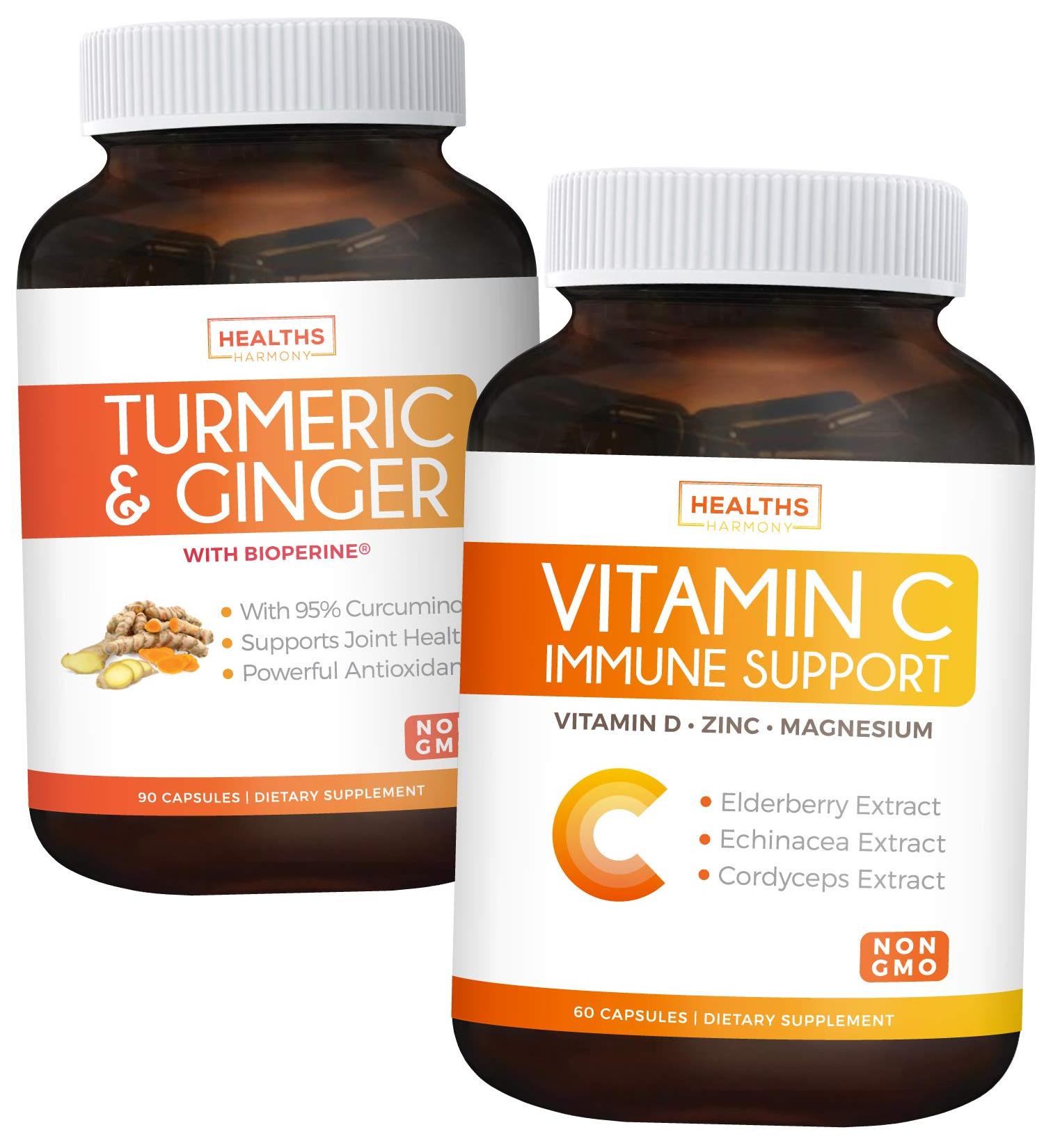 Healths Harmony Immune Support | Vitamin C  Zinc & Vitamin D Booster - 60 Capsules - Buy Online on GoSupps.com