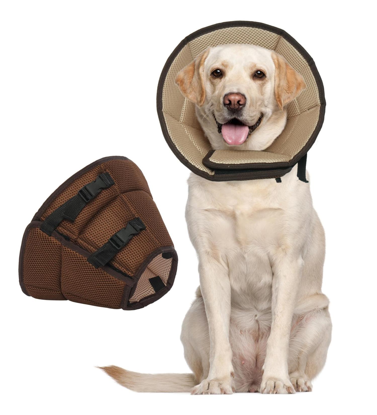 Buy Kuoser Rechenrause Dog Collar - Comfortable Leakage Protection & Adjustable Design | Prevent Bites & Leaking Wounds for Dogs - Available in Brown (Neck Circumference: 34-40cm) - Buy Online on GoSupps.com