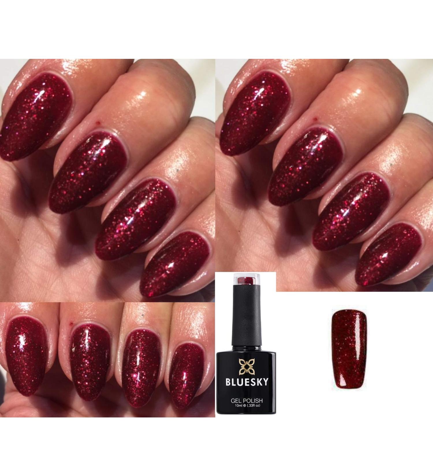 Bluesky GEL POLISH RED GLITTER SPARKLE 80631 Garnet Glamour Starstuck Nail UV LED Soak Off 10ml Christmas Color