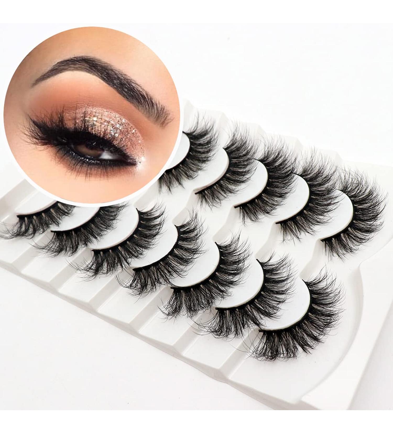 Veleasha 18MM Wispy Faux Mink Eyelashes - 7 Pairs Luxury Cat Eye Lashes (804) - Handmade Natural Look - Buy Online on GoSupps.com